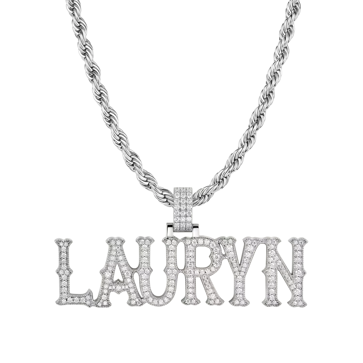 Custom Moissanite Bosox Font/Number Gold Name Pendant