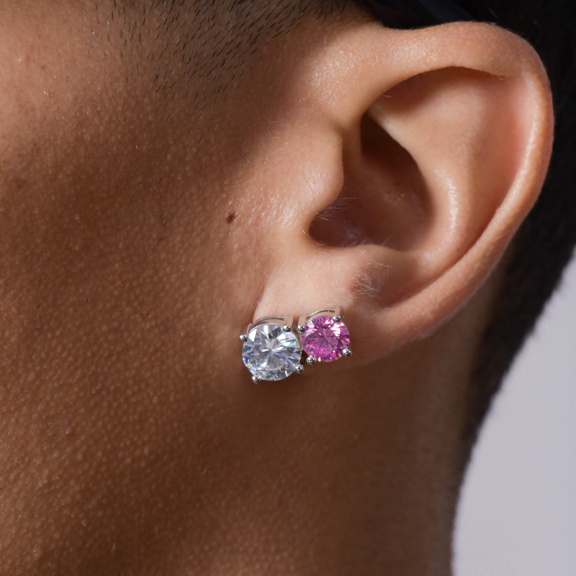 Moissanite S925 Toi et Moi Stud Earrings – Twin Rounds