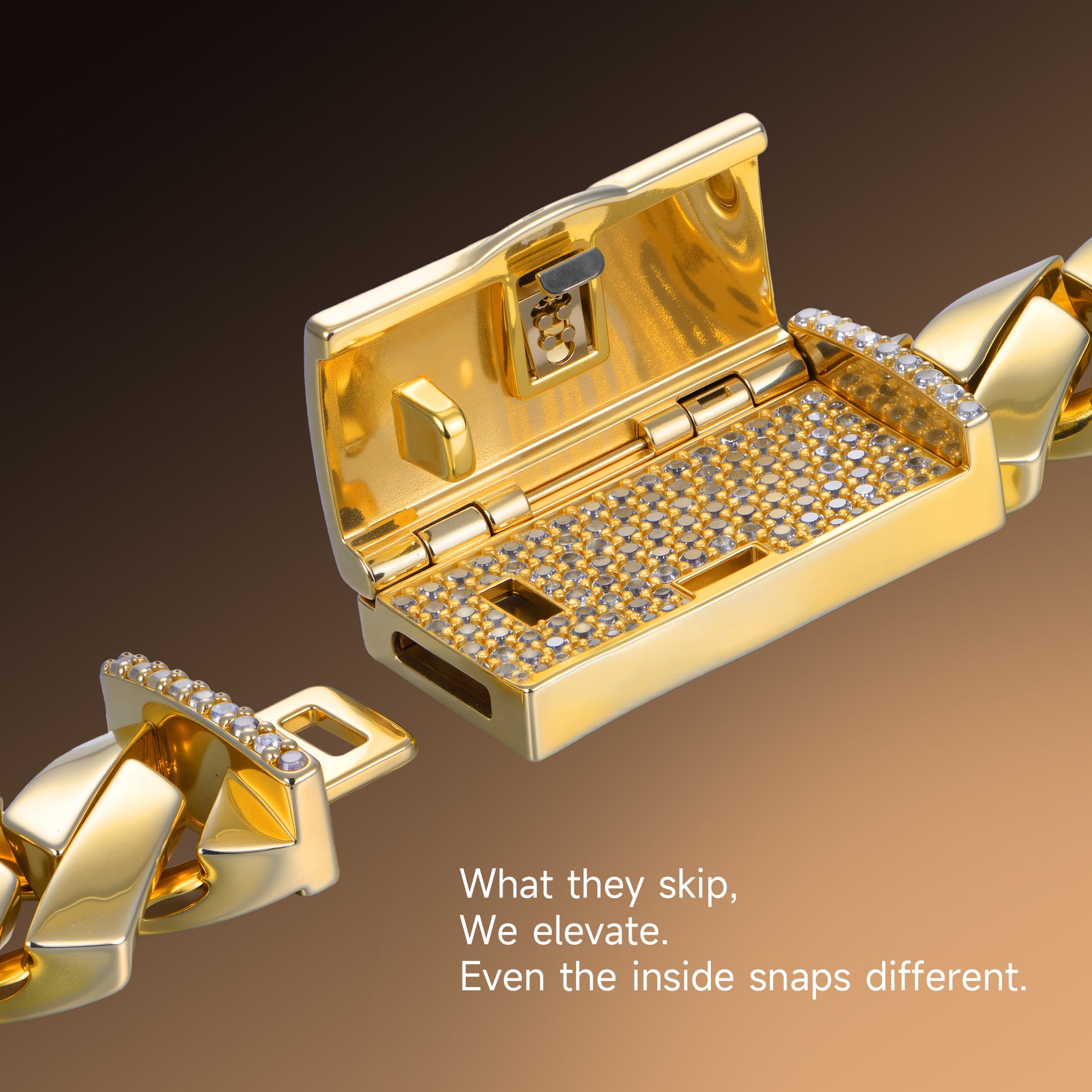 Women's Plain Gold Prong Cuban Link Chain - 8mm