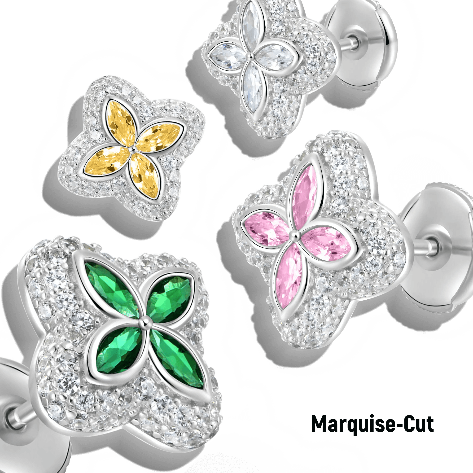 Iced Luminous Clover Earrings - Yellow Diamond