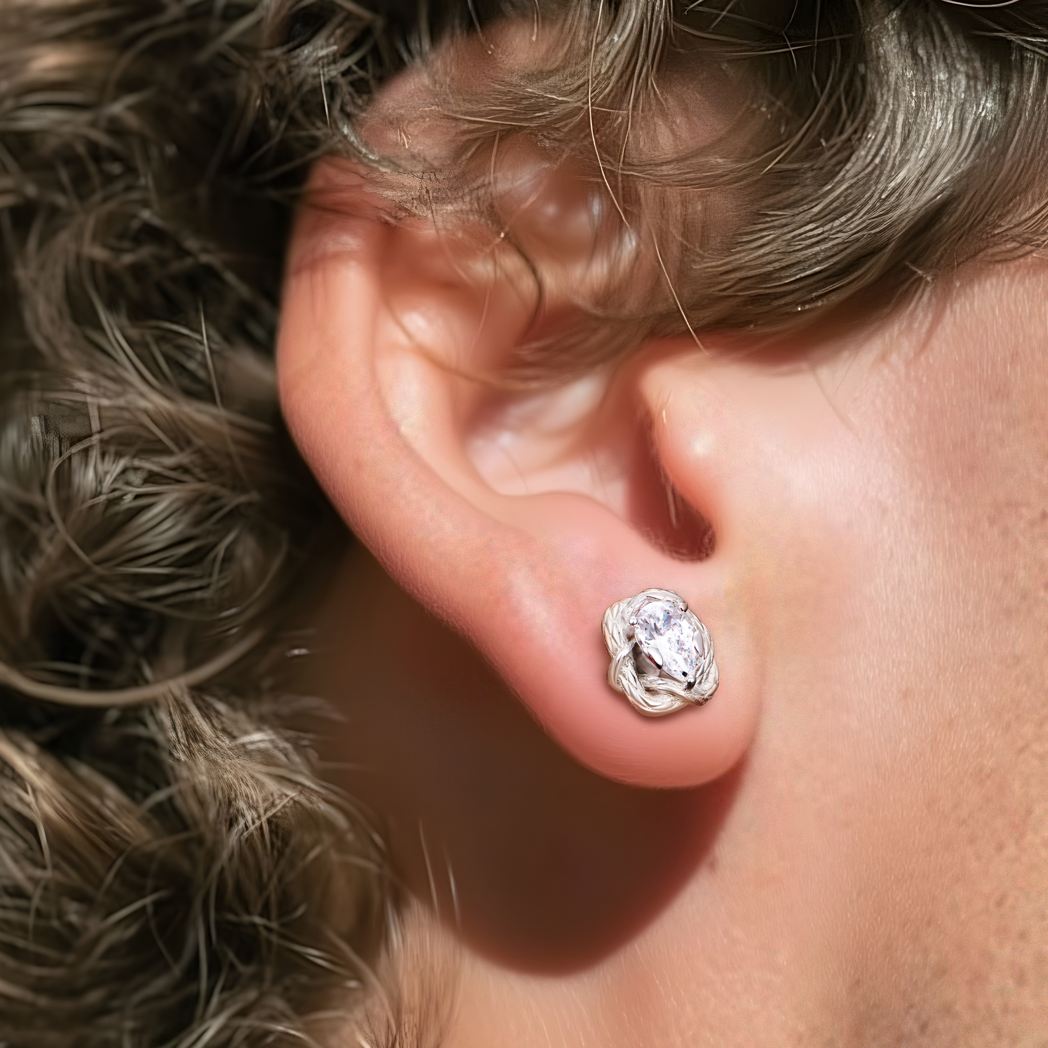 Moissanite Coiled Snake Stud Earrings