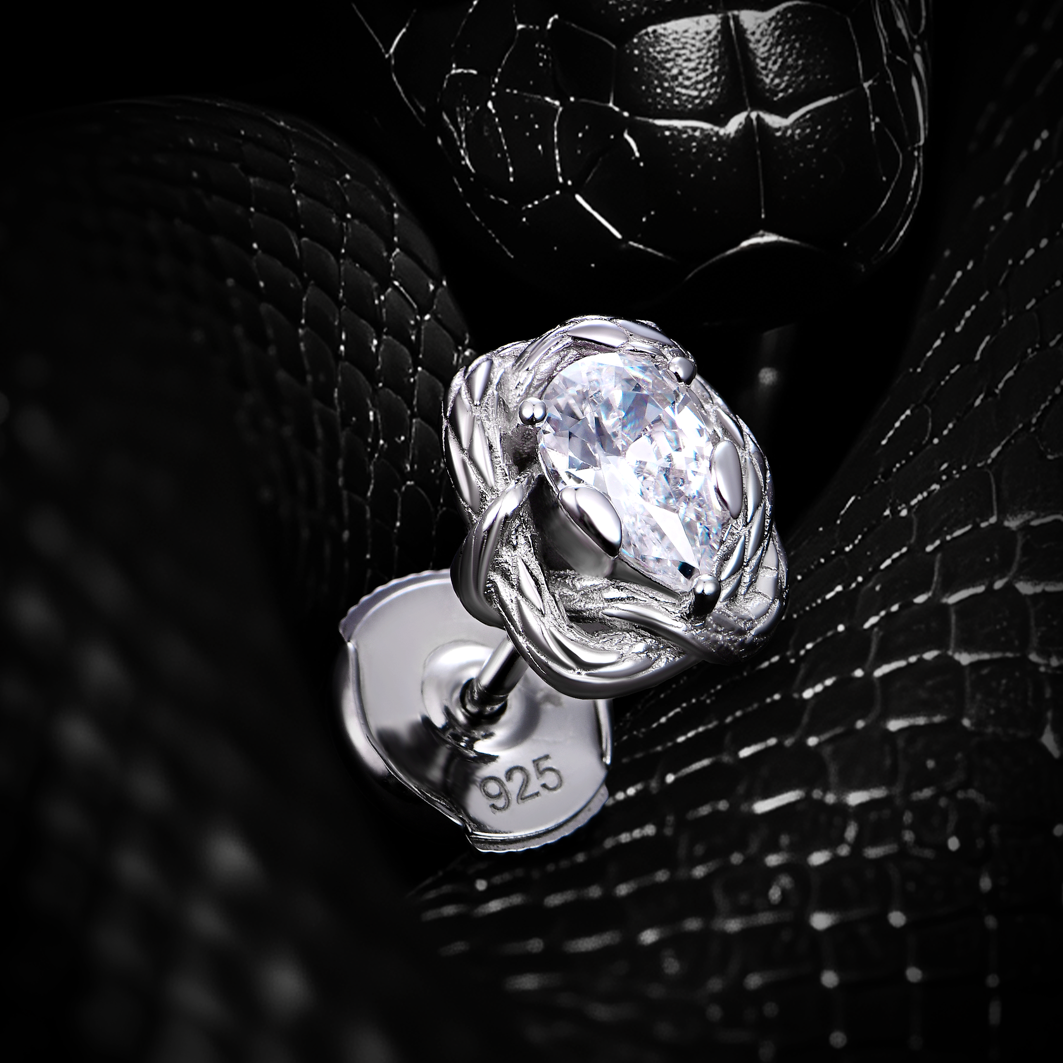 Moissanite Coiled Snake Stud Earrings