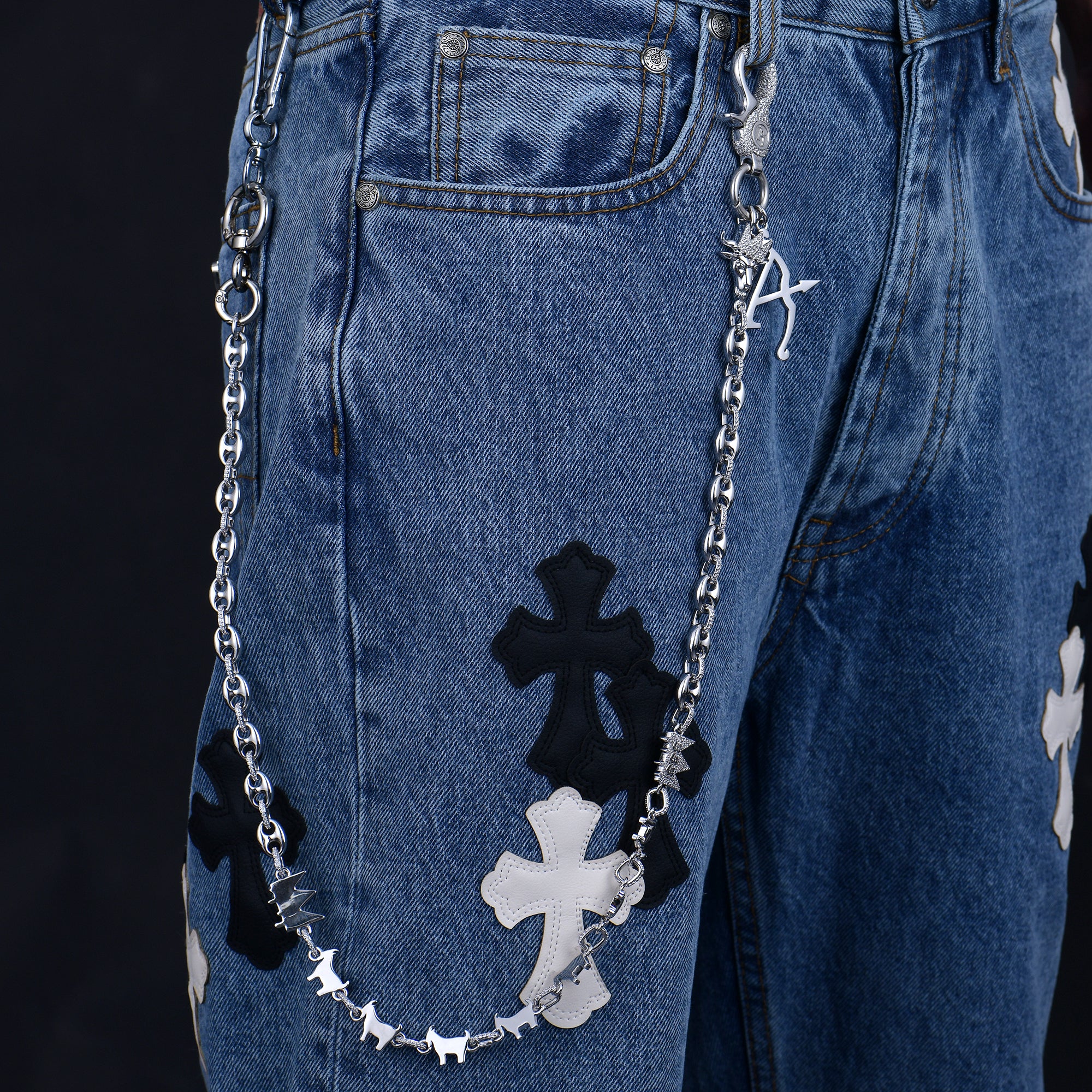 18K White Gold Mighty G.O.A.T. Wallet Chain - Pants Chain | Key