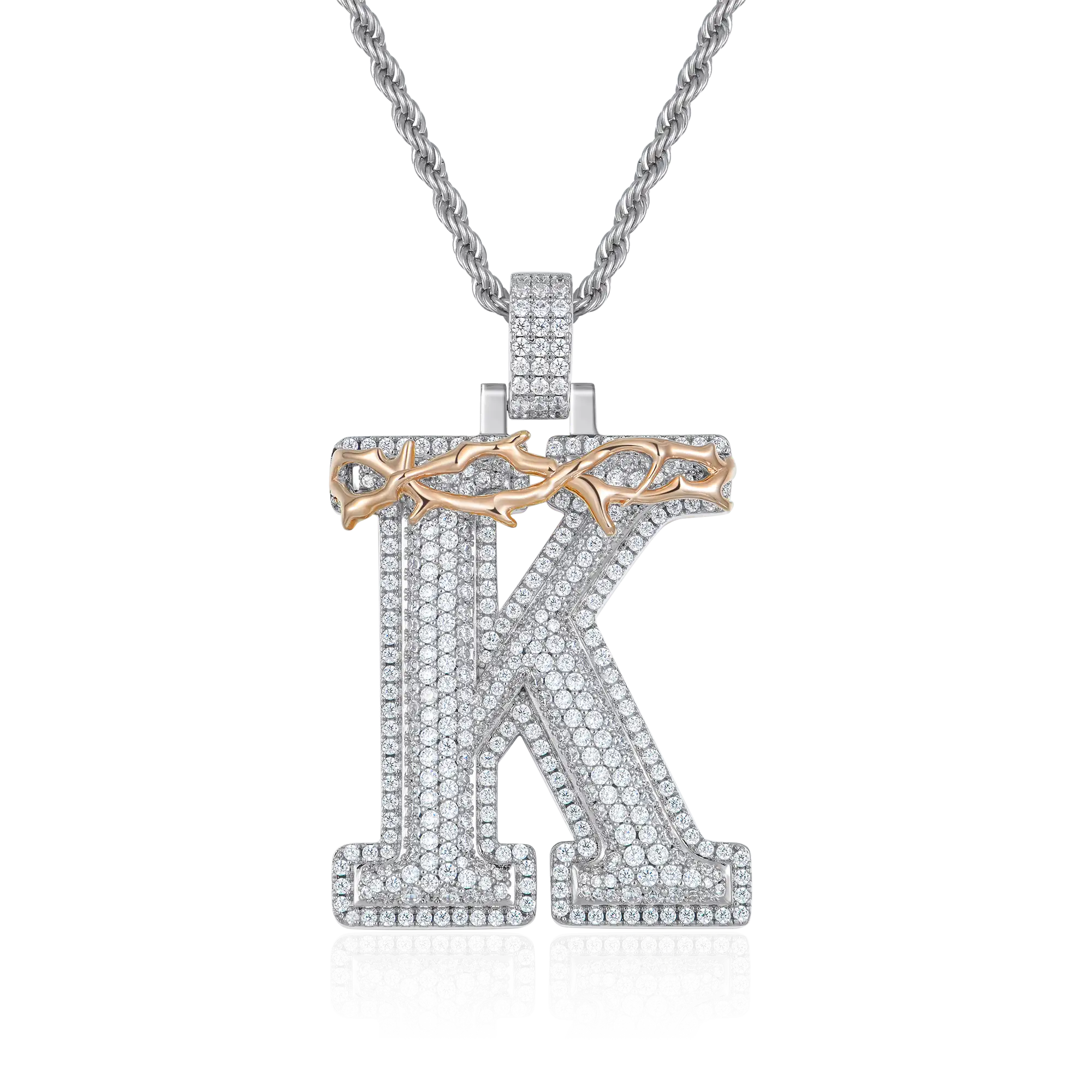 Custom Crown of Thorns Initial Letter Pendant