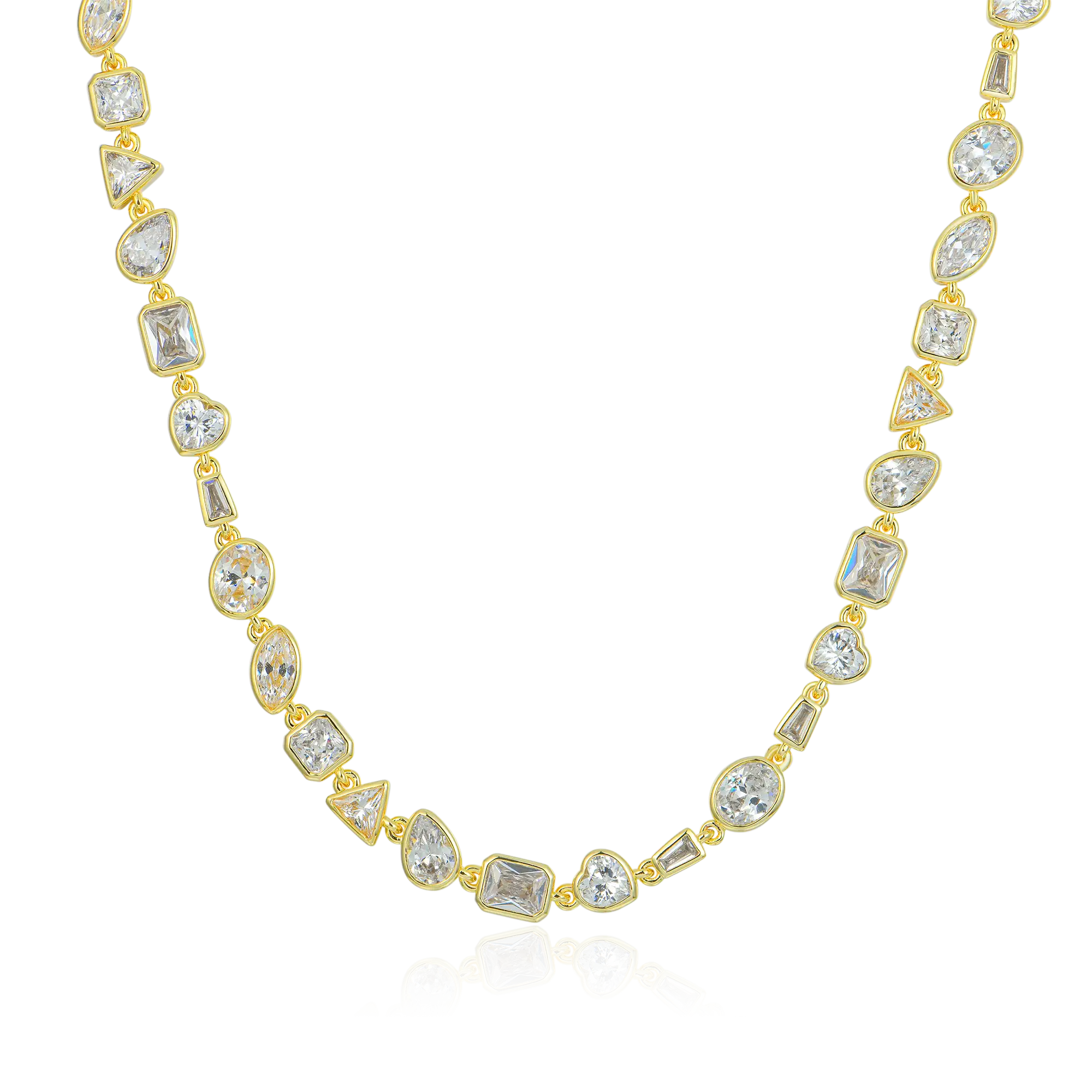Women's Mixed Shape Gemstone Bezel Chain - 6mm