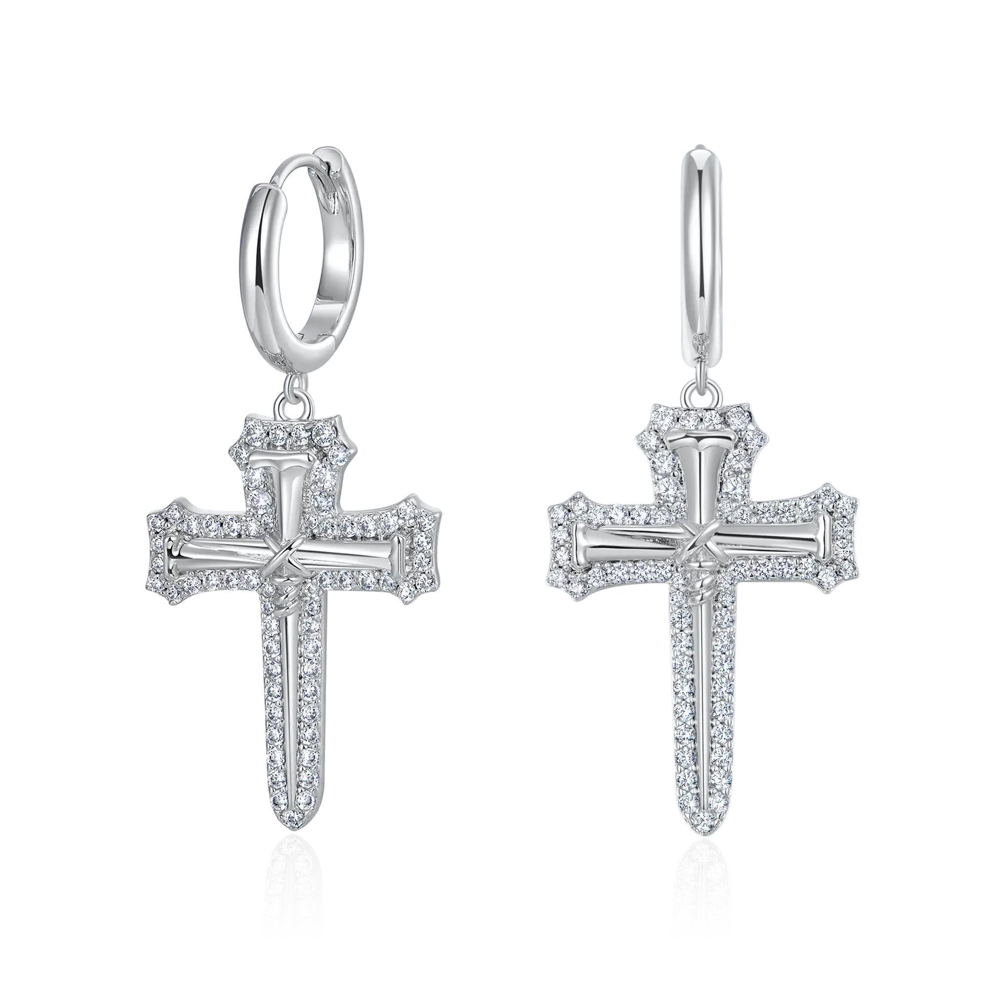 Nail Cross Dangly Earring