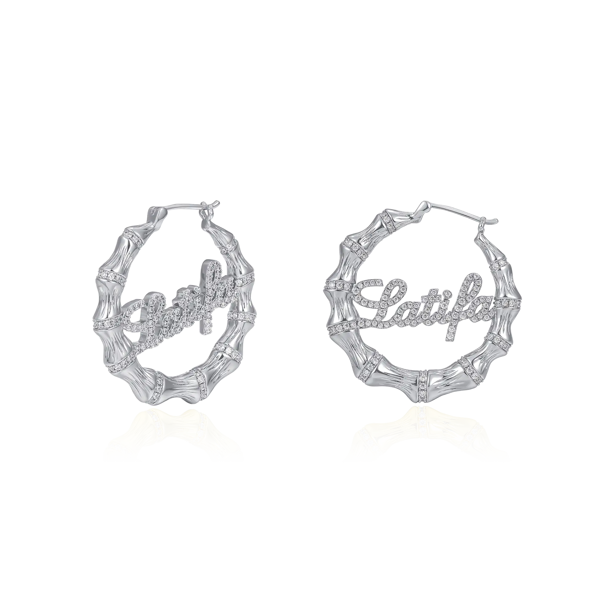 Custom Name Bamboo Joint Hoop Earring