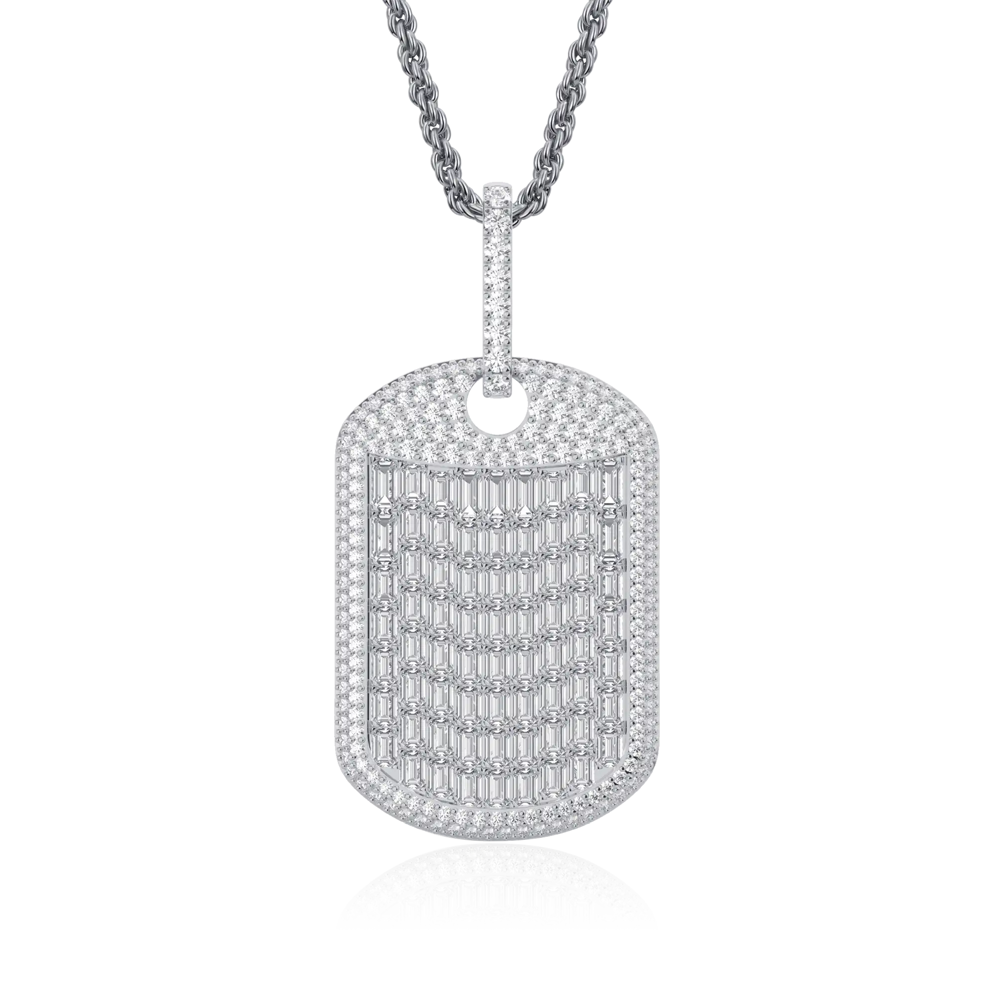 Custom Iced Out Baguette Cut Dog Tag Pendant