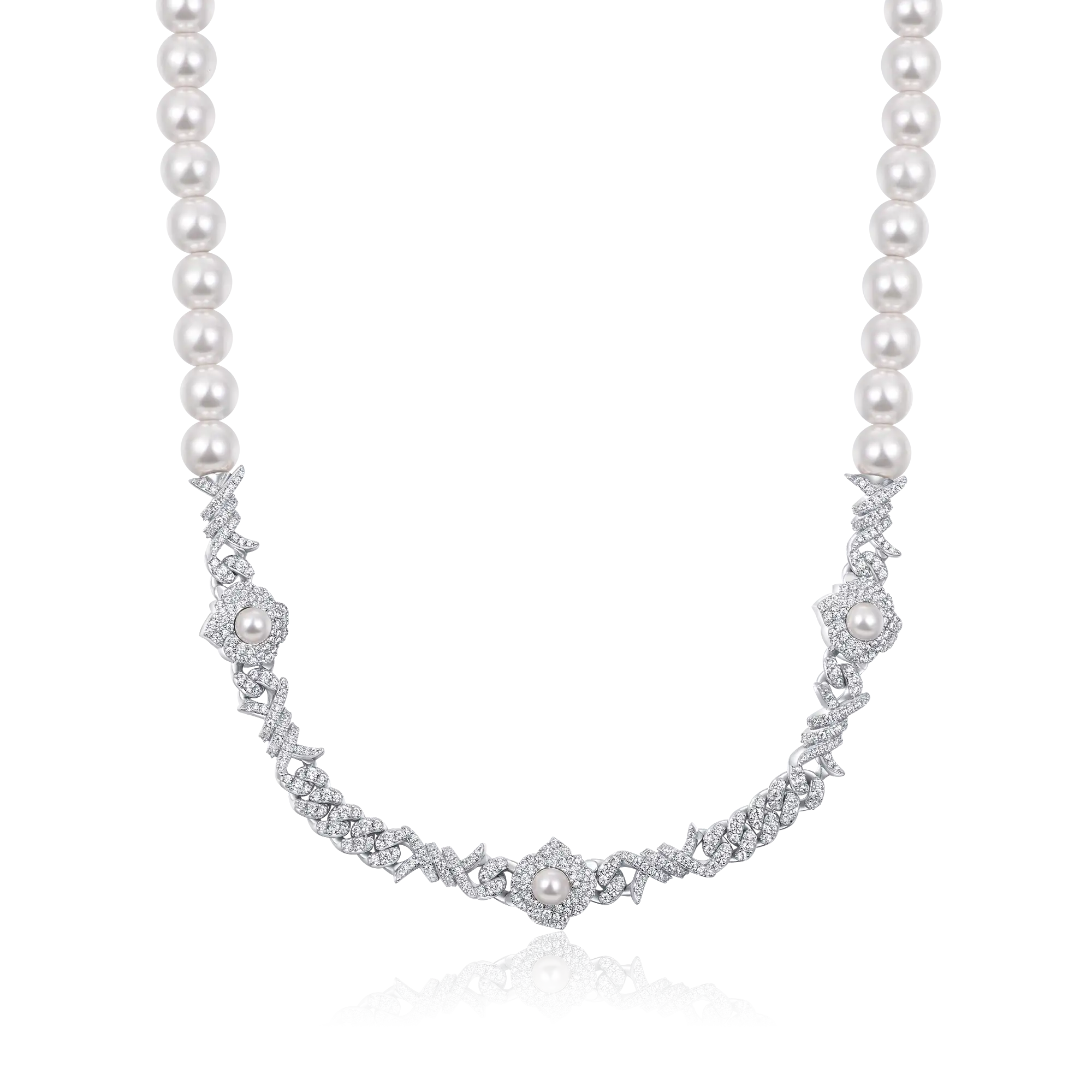Women's Rose Thorn Pearl Chain - 8mm