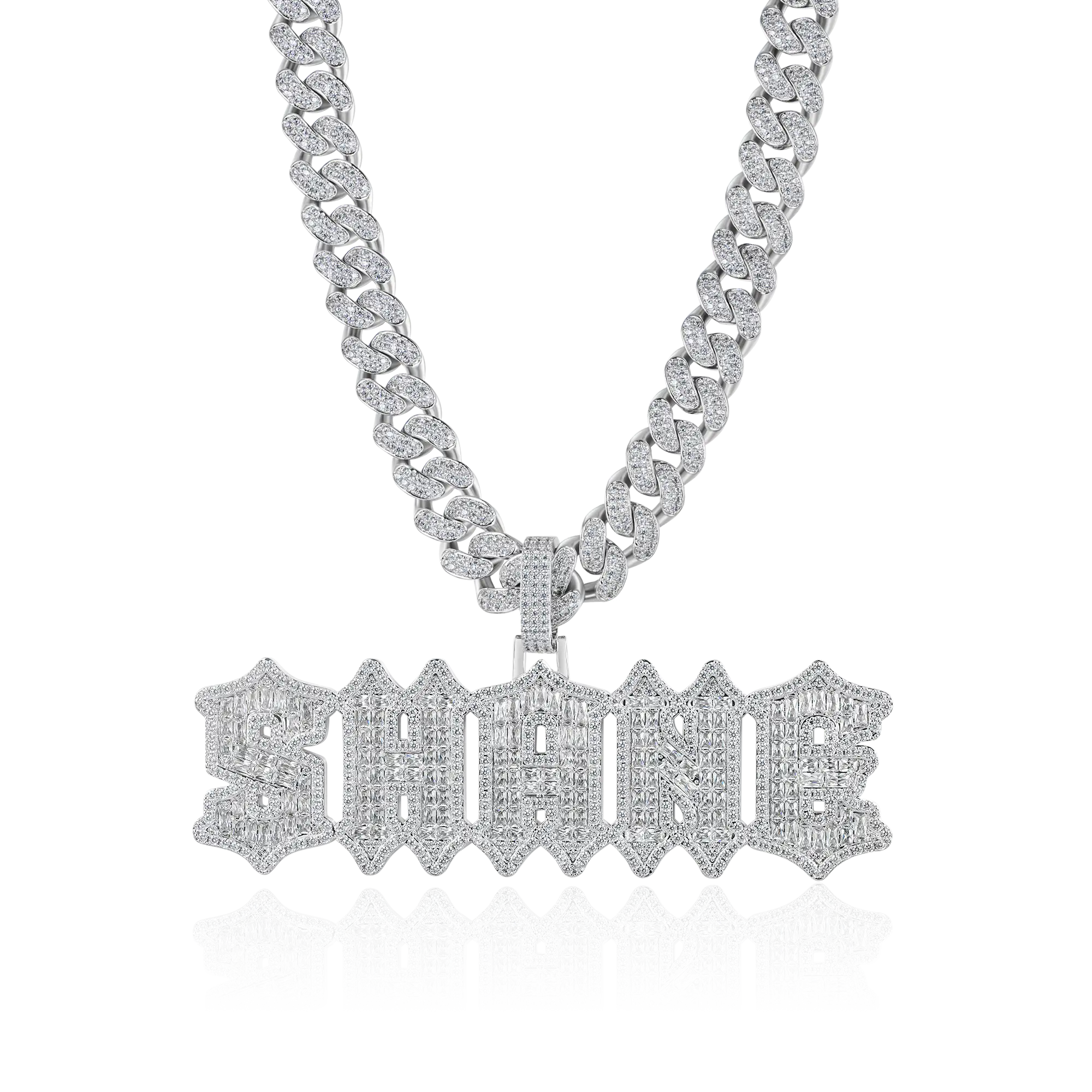 Custom Emerald Cut Gothic Font Pendant
