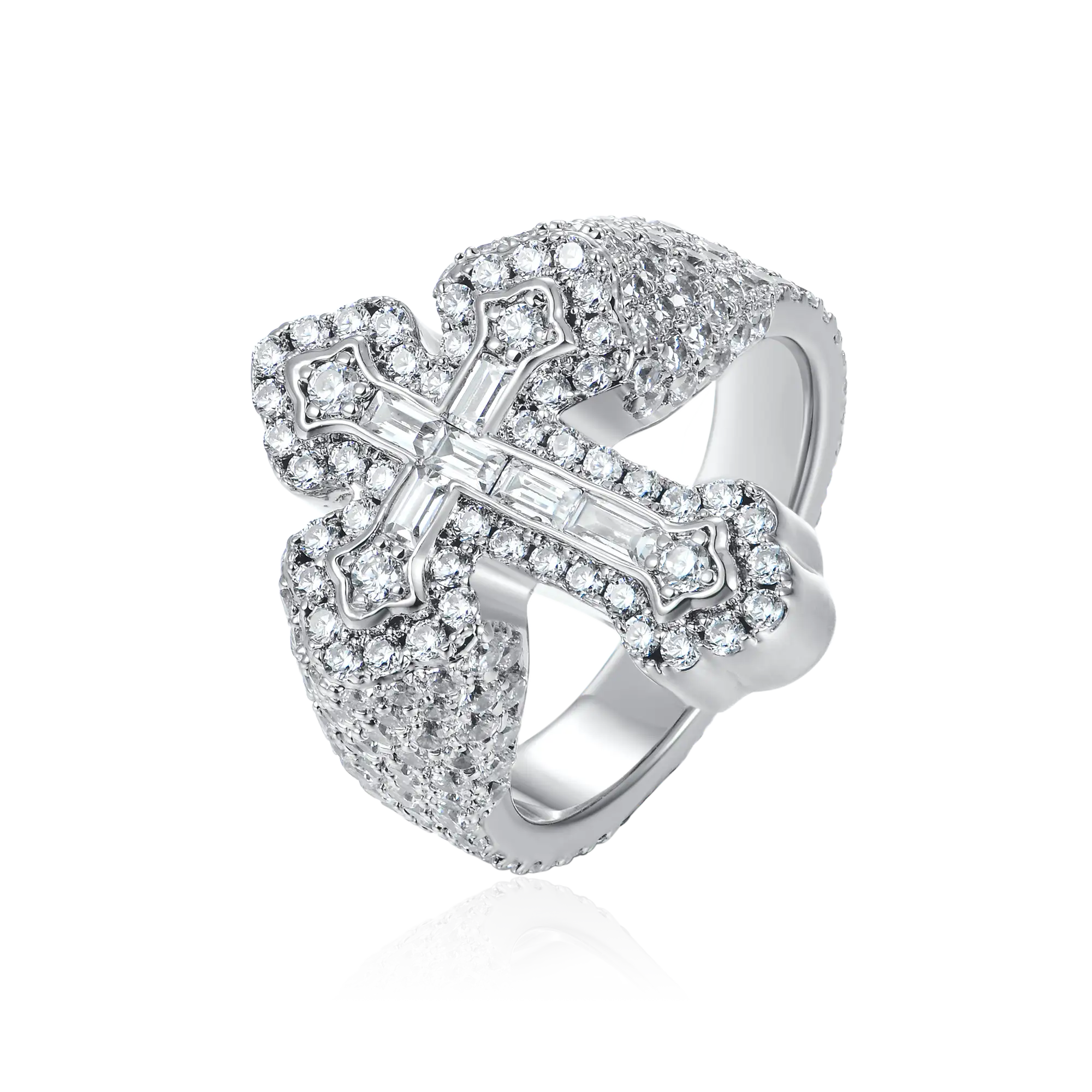Baguette Iced Cross Ring
