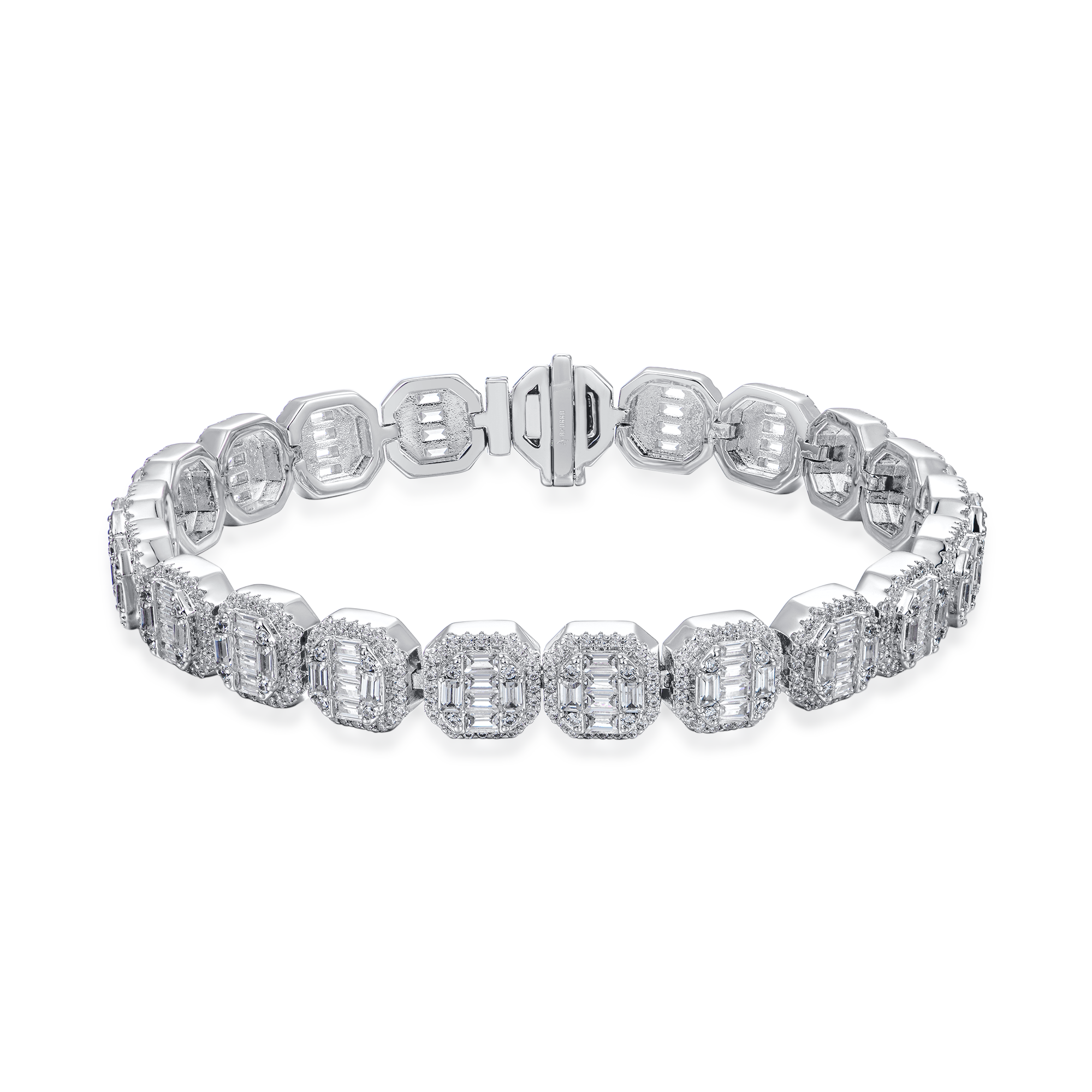 Women's Baguette Clustered Tennis Bracelet - 8mm