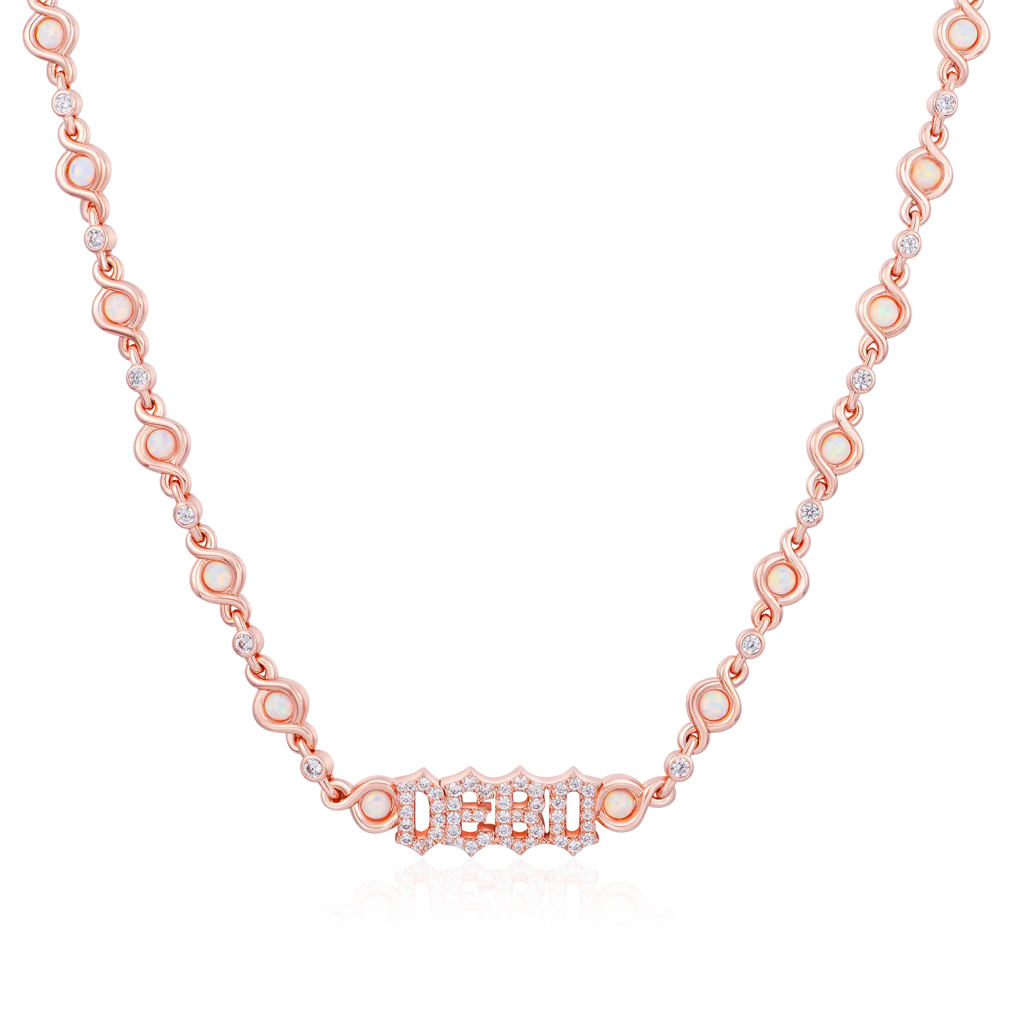 Gothic Font Opal Custom Necklace - 5mm