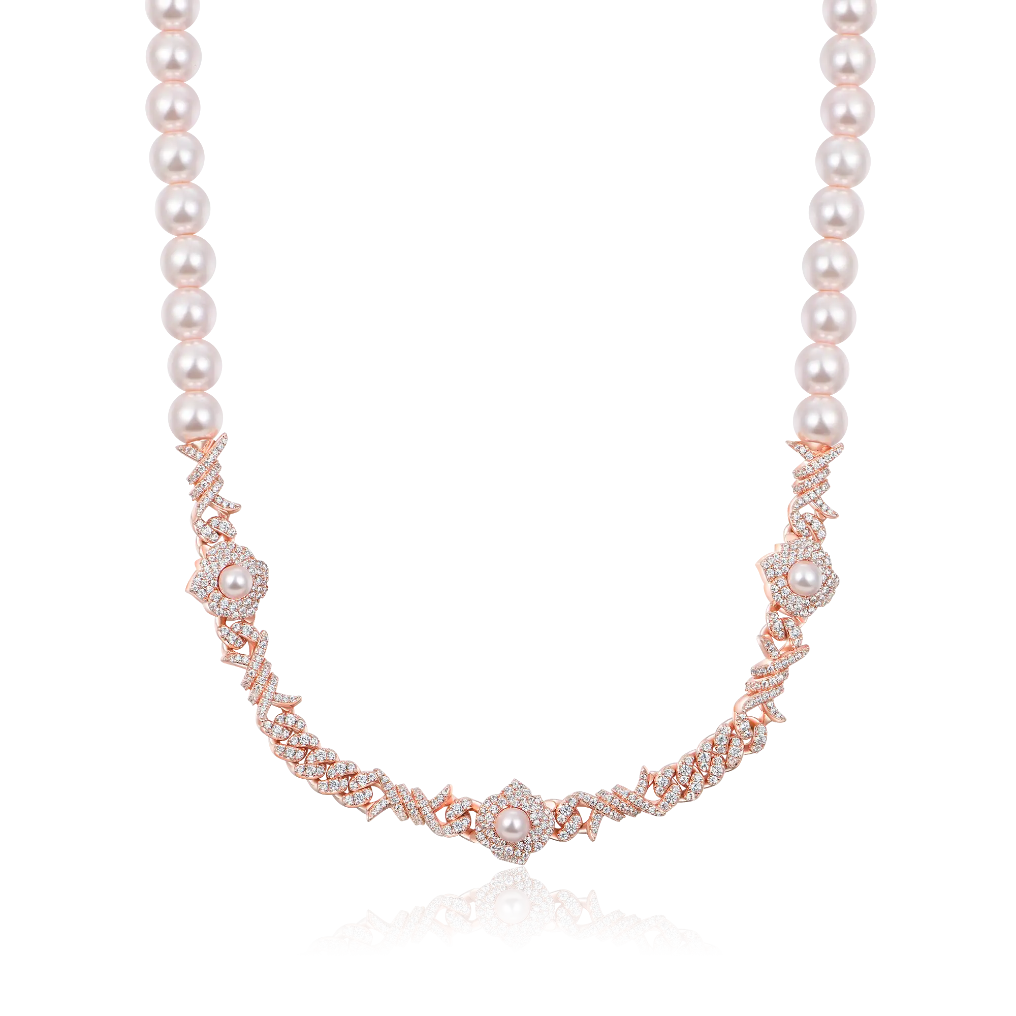 Women's Rose Thorn Pearl Chain - 8mm
