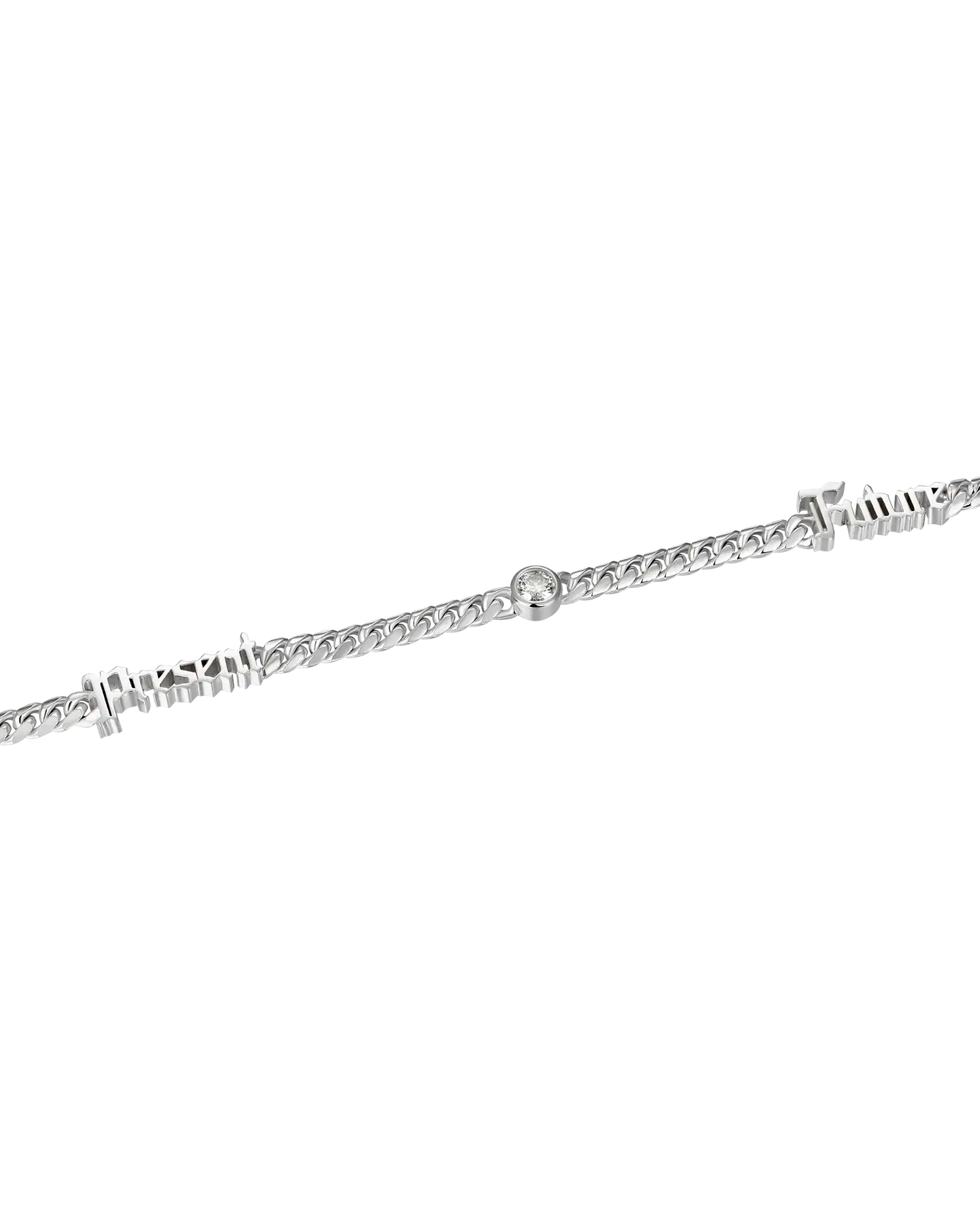 Custom 14k Gold Moissanite Old English Name Necklace - 5mm