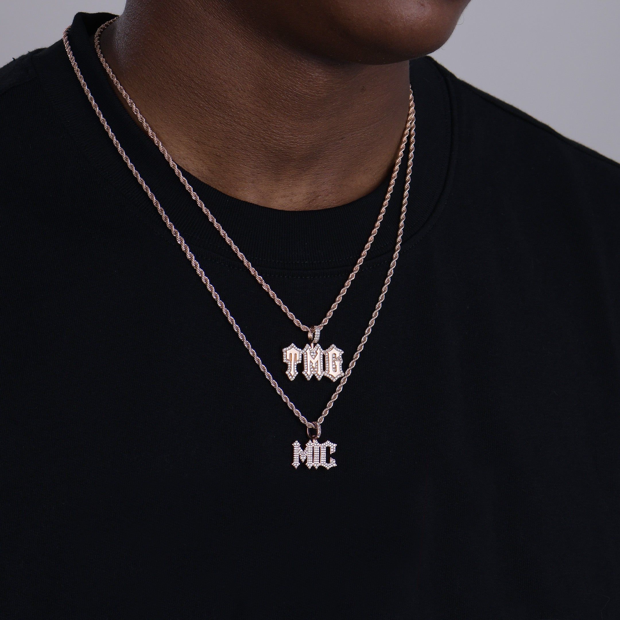 Custom Moissanite Gothic Font Pendant - 15mm Height