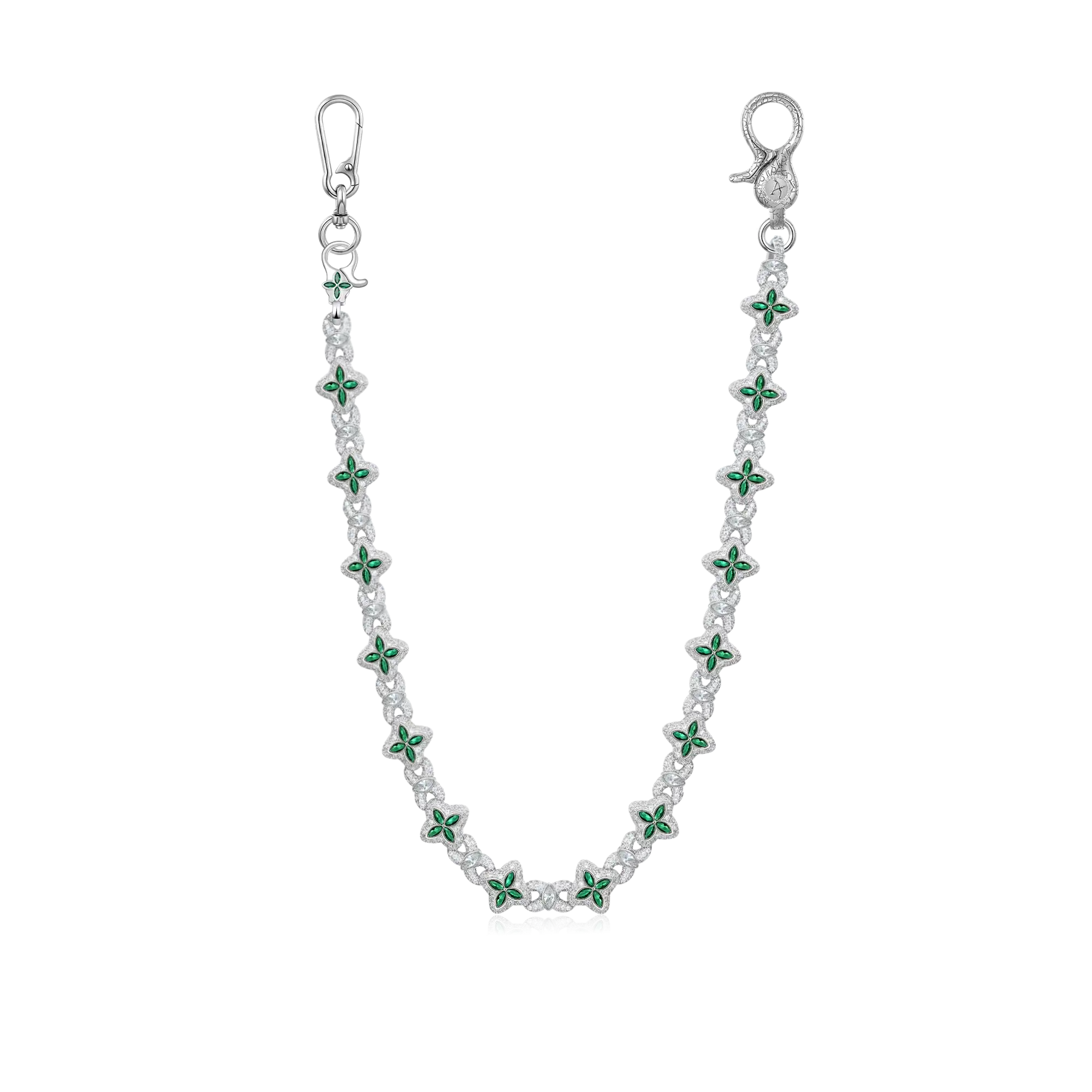 Iced Luminous Clover Necklace & Wallet Chain