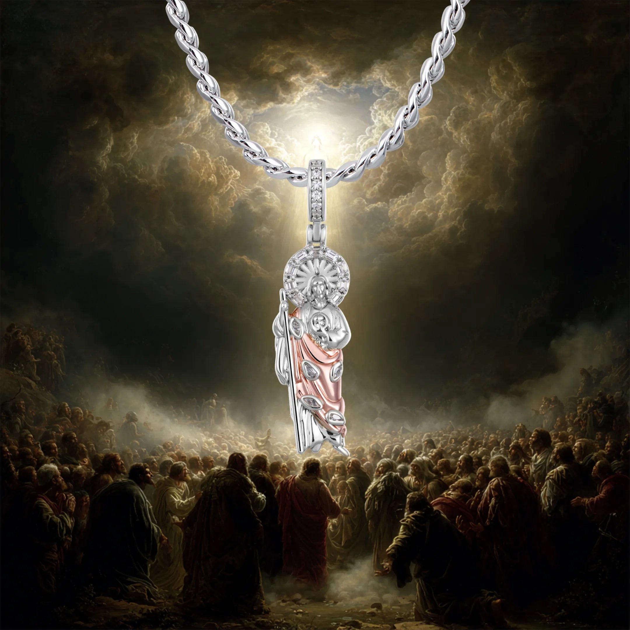 Moissanite St. Jude Dual-Tone Pendant