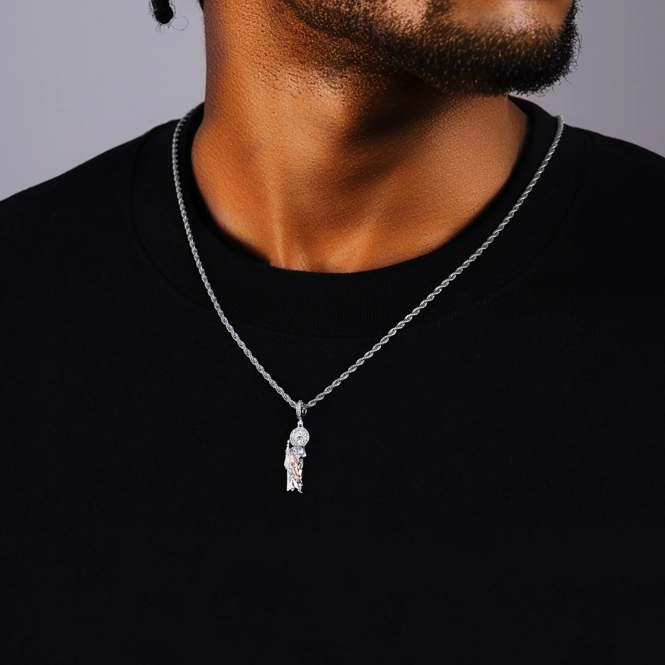 Moissanite St. Jude Dual-Tone Pendant