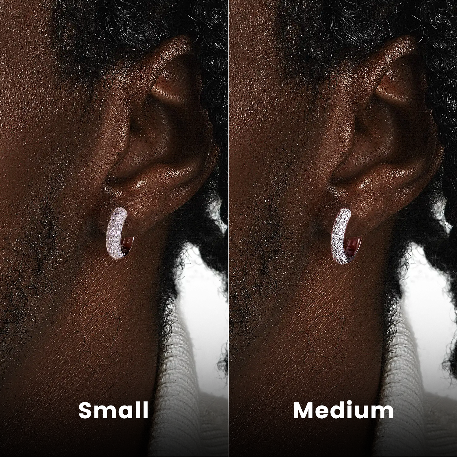 S925 Round Paved Hoop Earrings