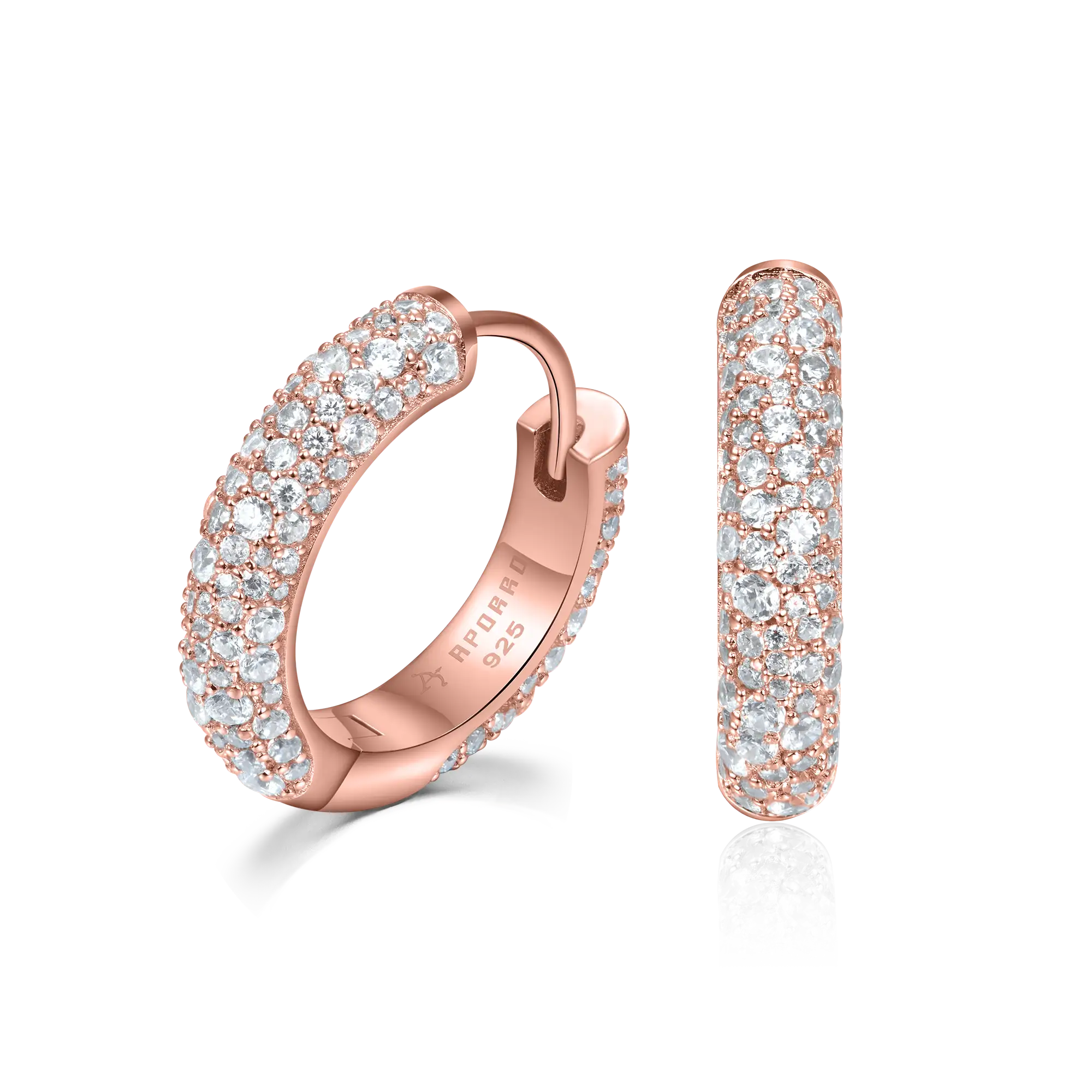 S925 Round Paved Hoop Earring - Medium