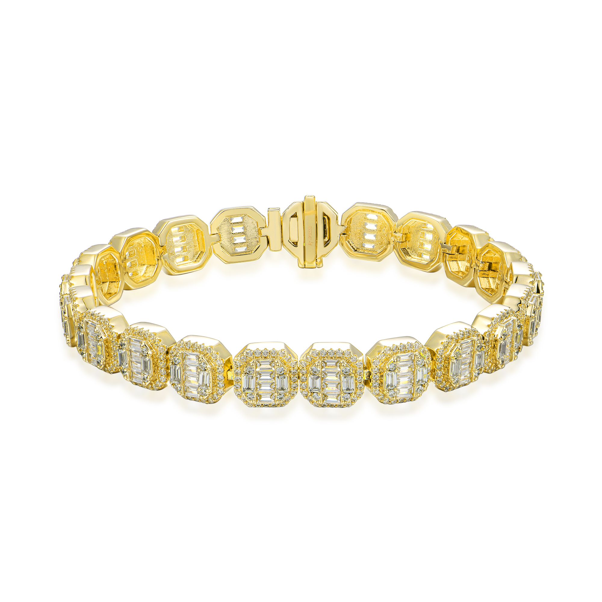 Baguette Clustered Tennis Bracelet - 8mm