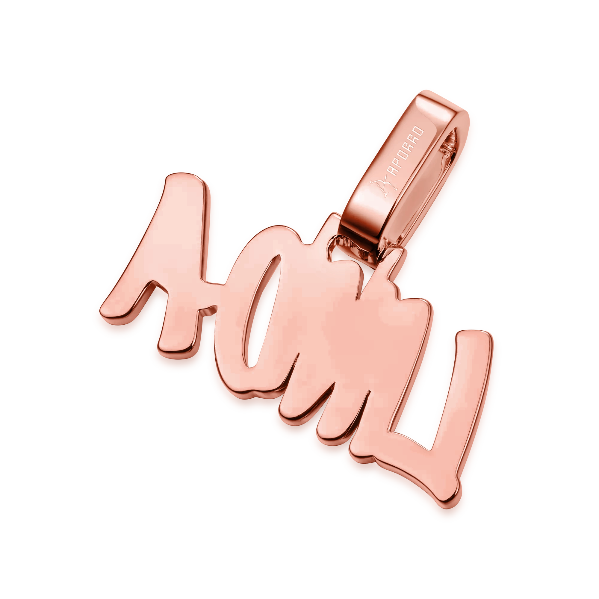 Custom Moissanite Romantic Font Letter/Number Name Pendant - Rose Gold