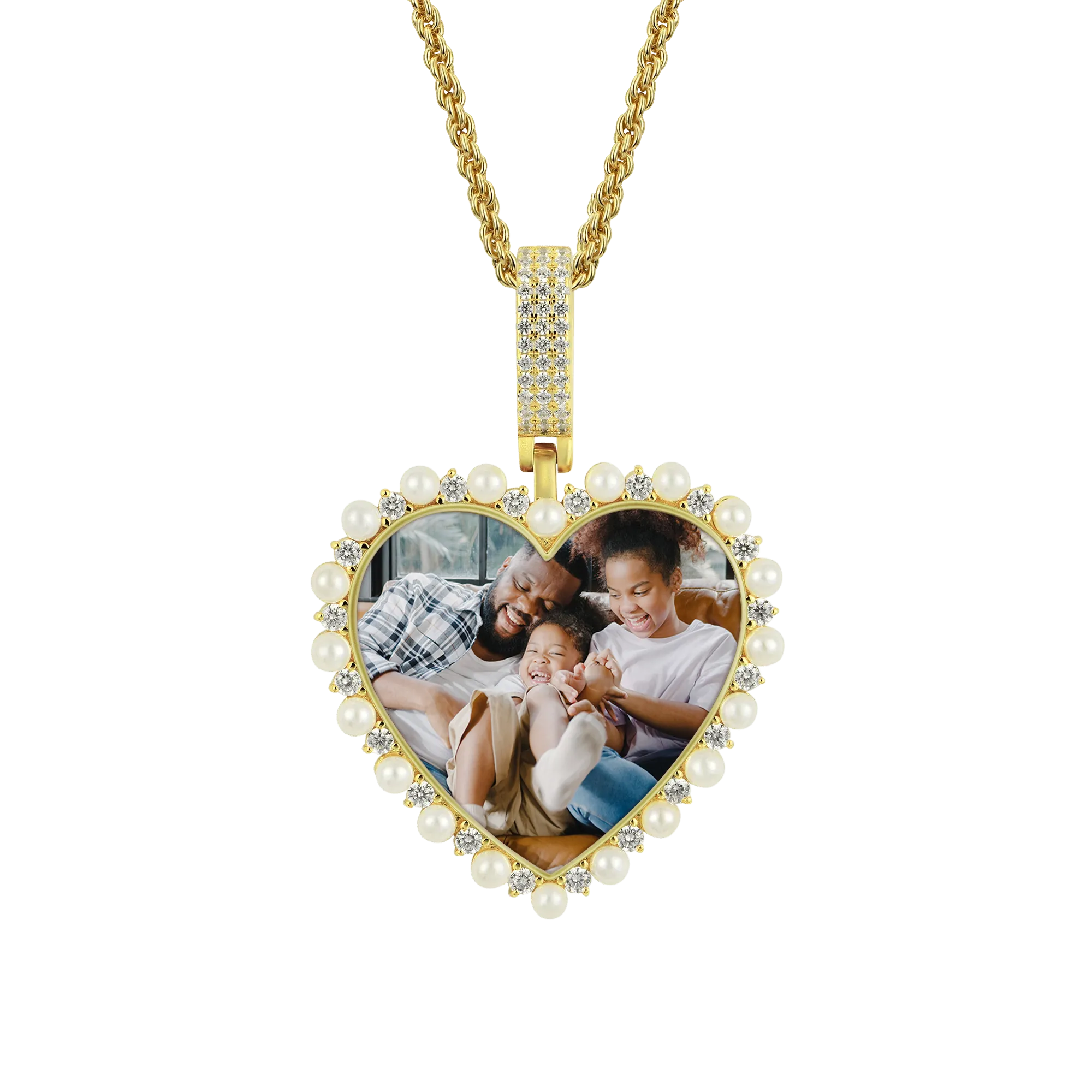 Custom Heart Pearl Photo Pendant