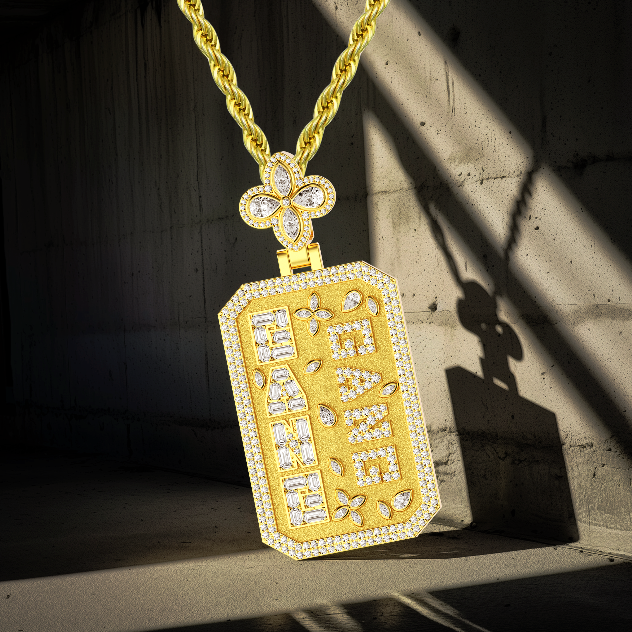 Custom Special Cut Letter Square Pendant