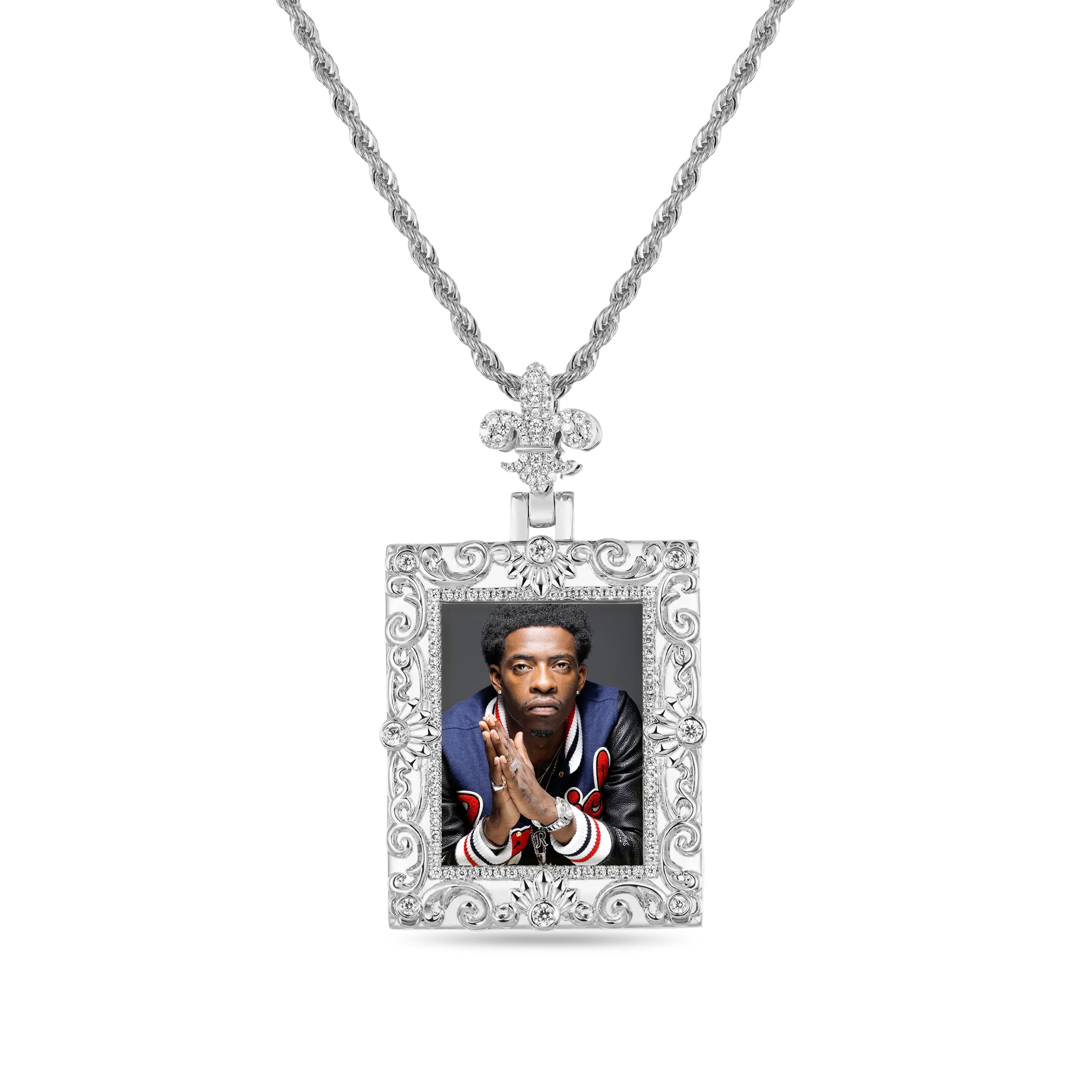 Custom Greek Pattern Vintage Rectangular Photo Pendant