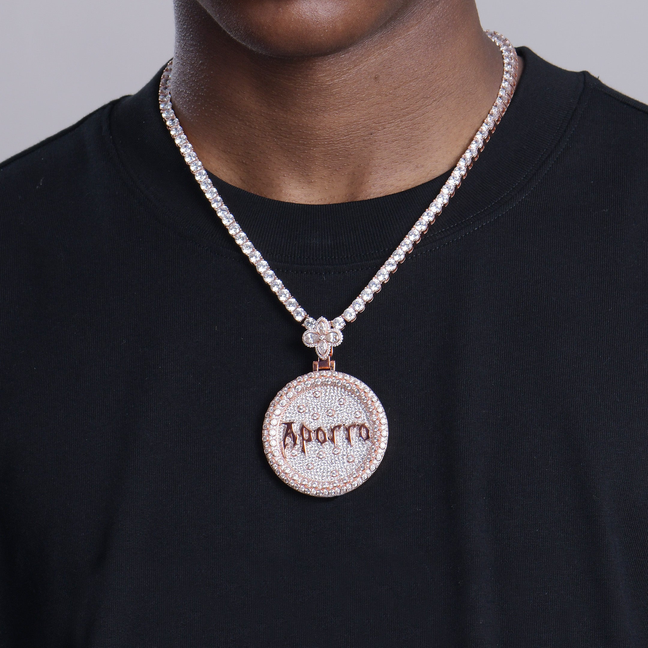 Custom Full Iced Round Bezel Set Pendant