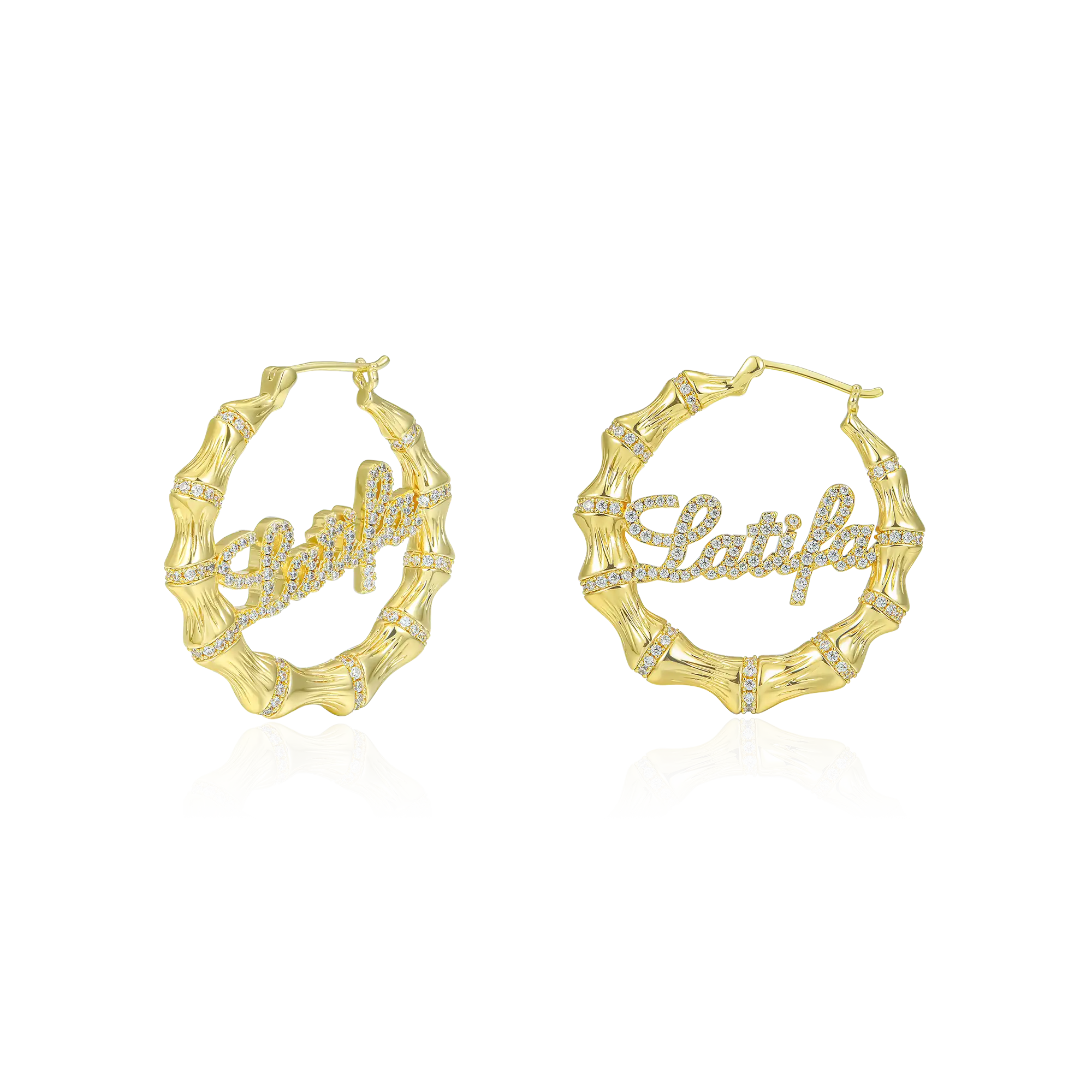 Custom Name Bamboo Joint Hoop Earring