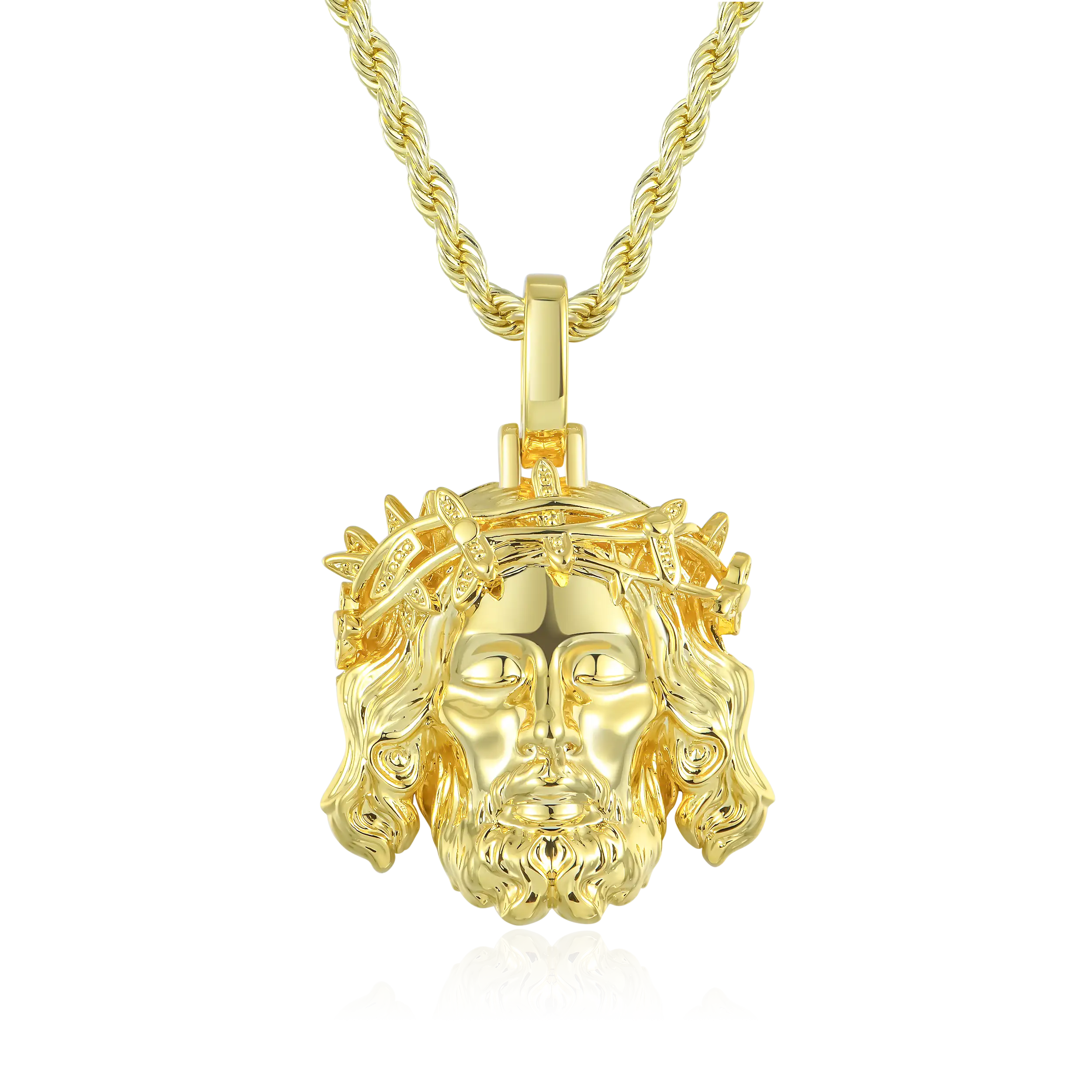 Women's Jesus Piece Plain Gold Pendant - Micro
