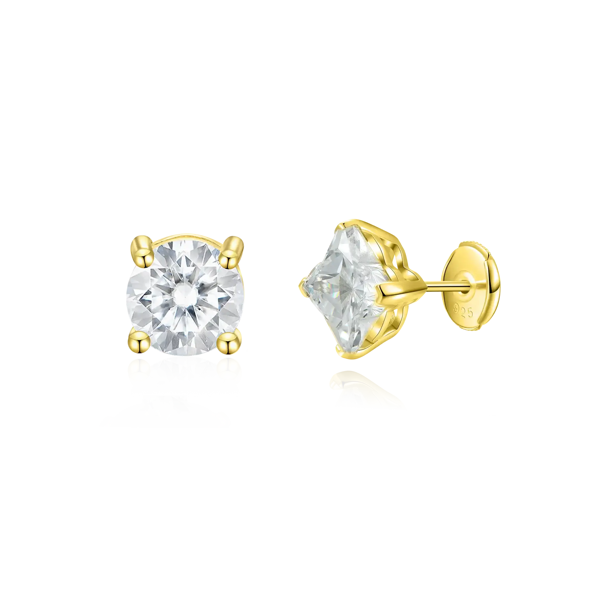 Moissanite S925 Clover & Round Cut Stud Earring Set