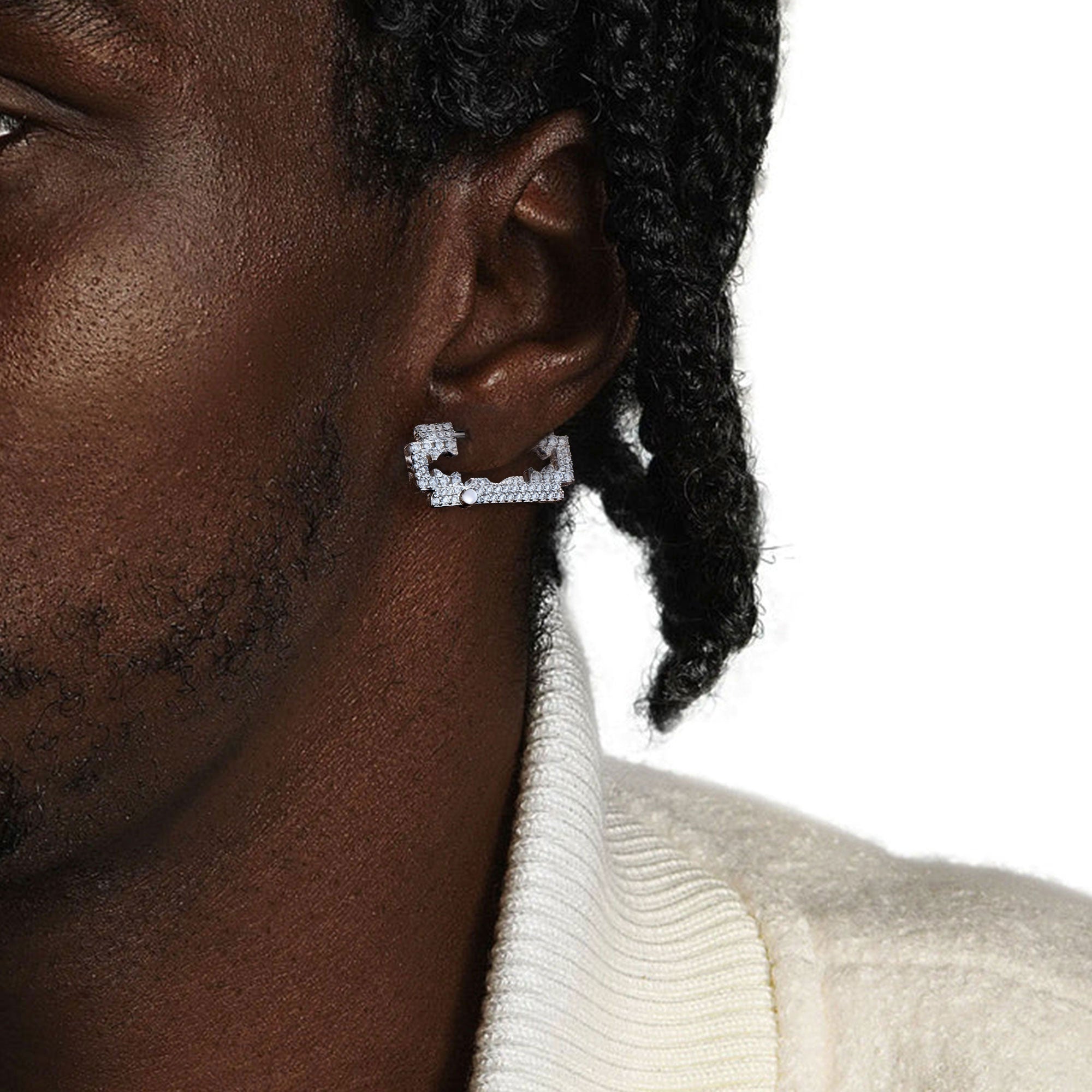 S925 Iced Bold Blade Earring