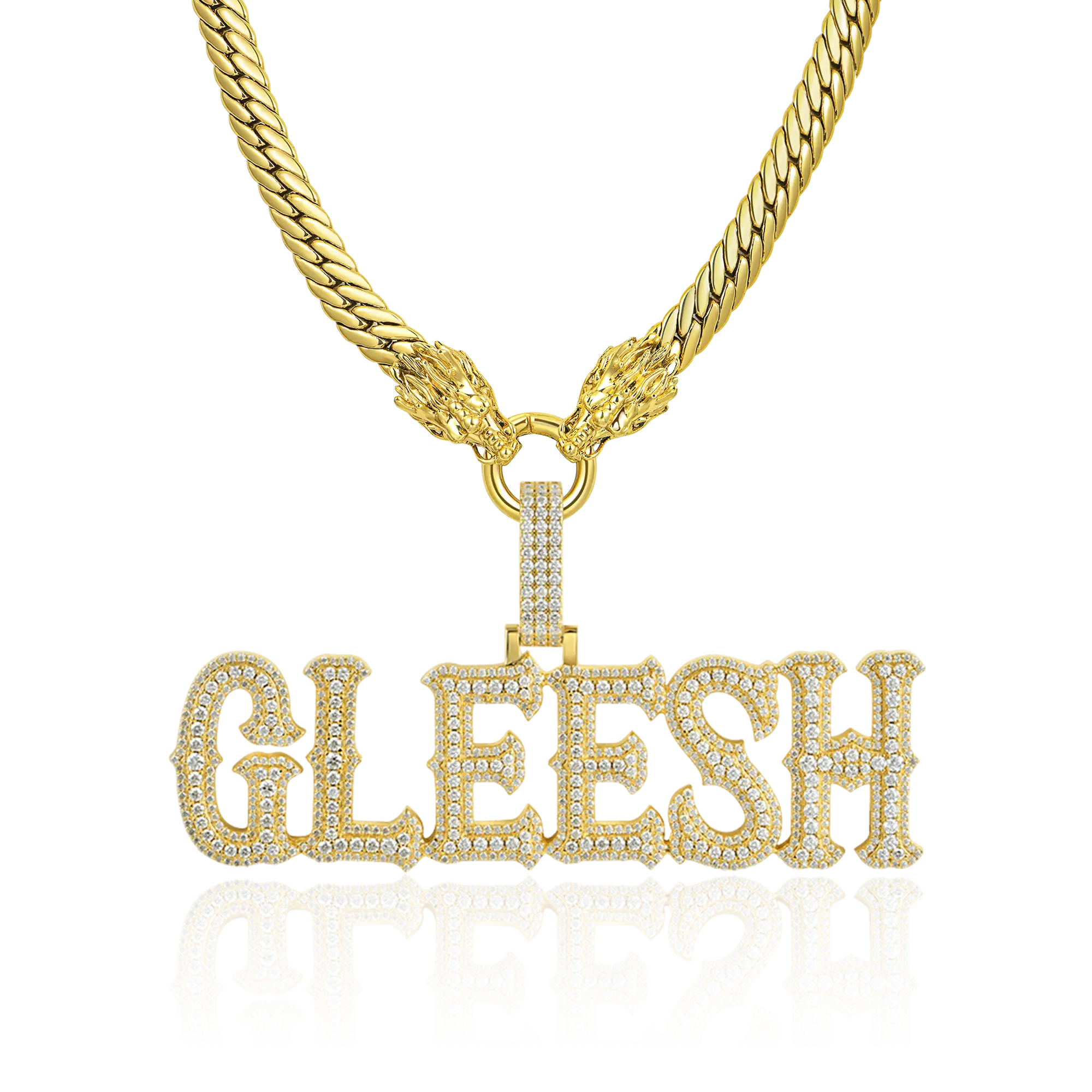 WONG Double Dragon Miami Cuban Chain + Custom Pendant Bundle