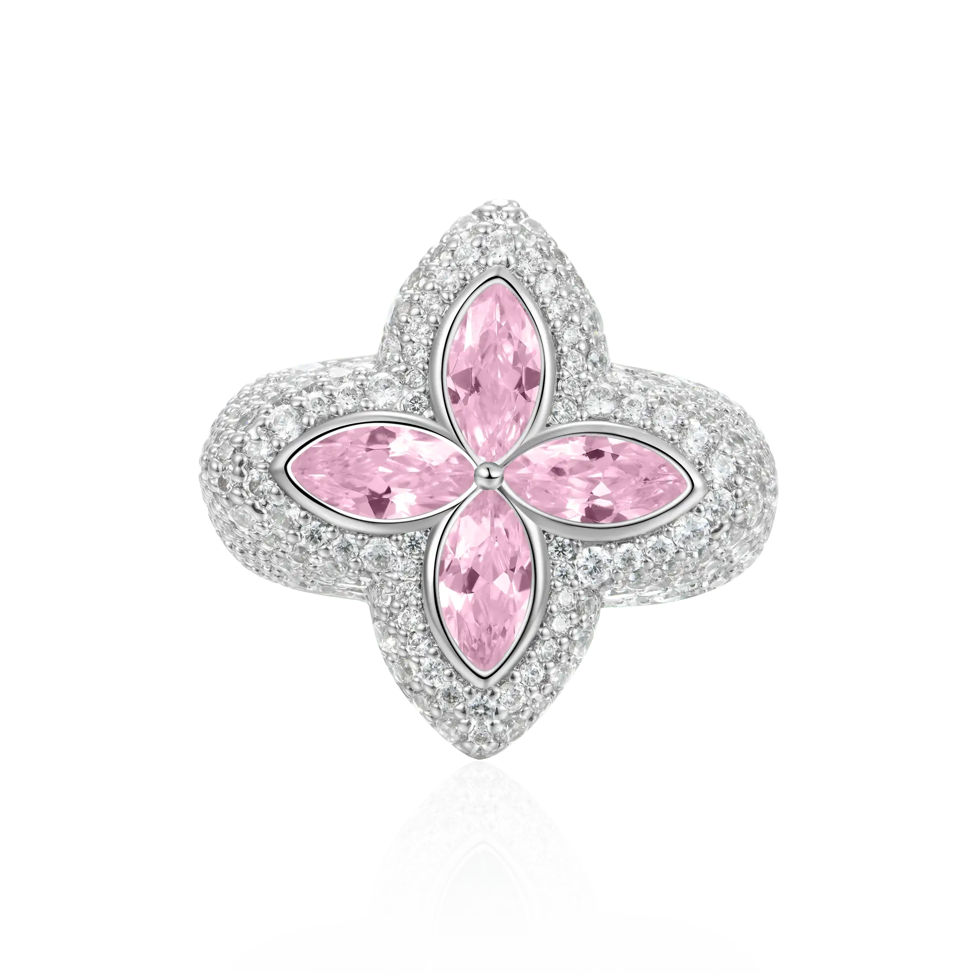 Moissanite Luminous Clover Ring - Pink Diamond