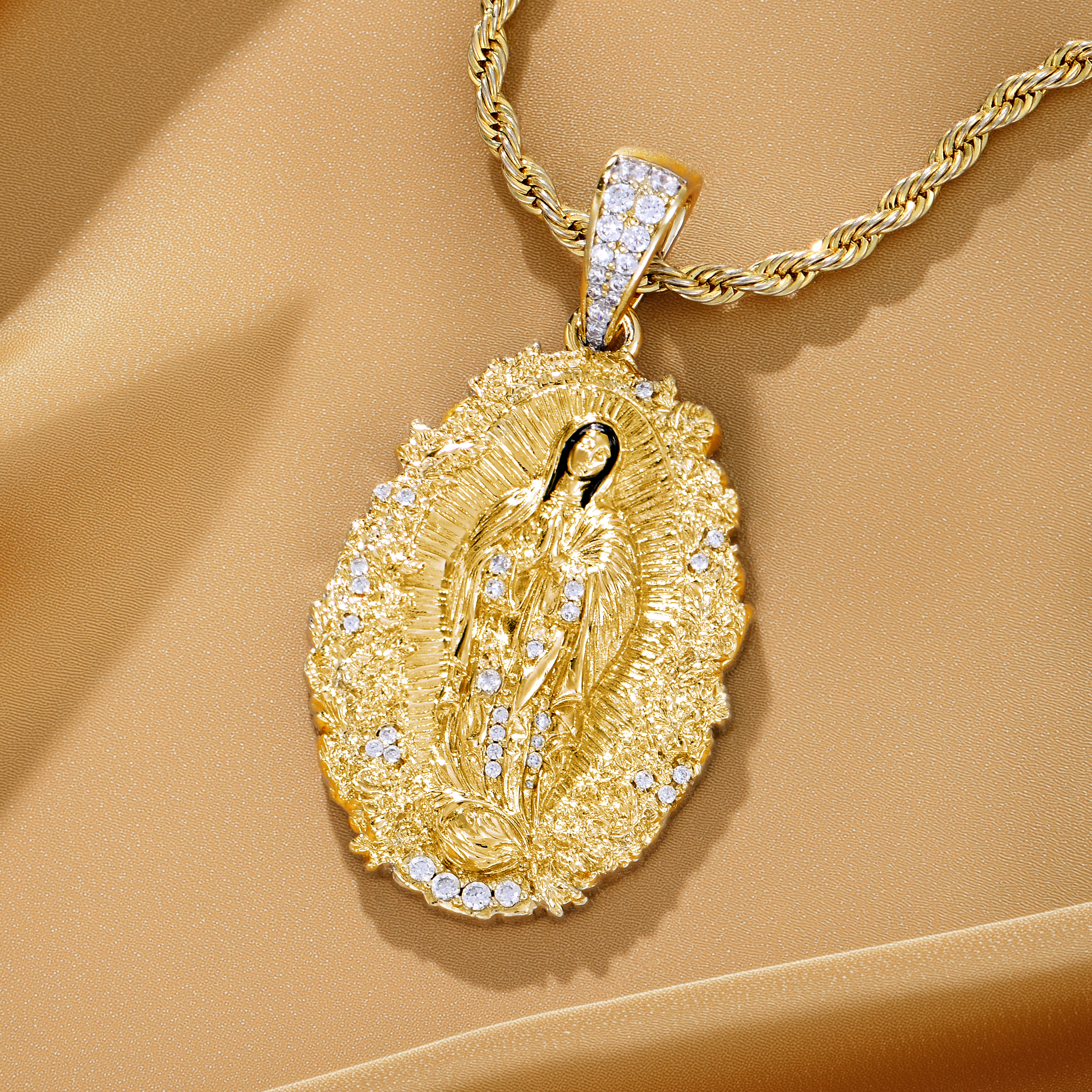 Moissanite Saint Mary Floral Grace Pendant