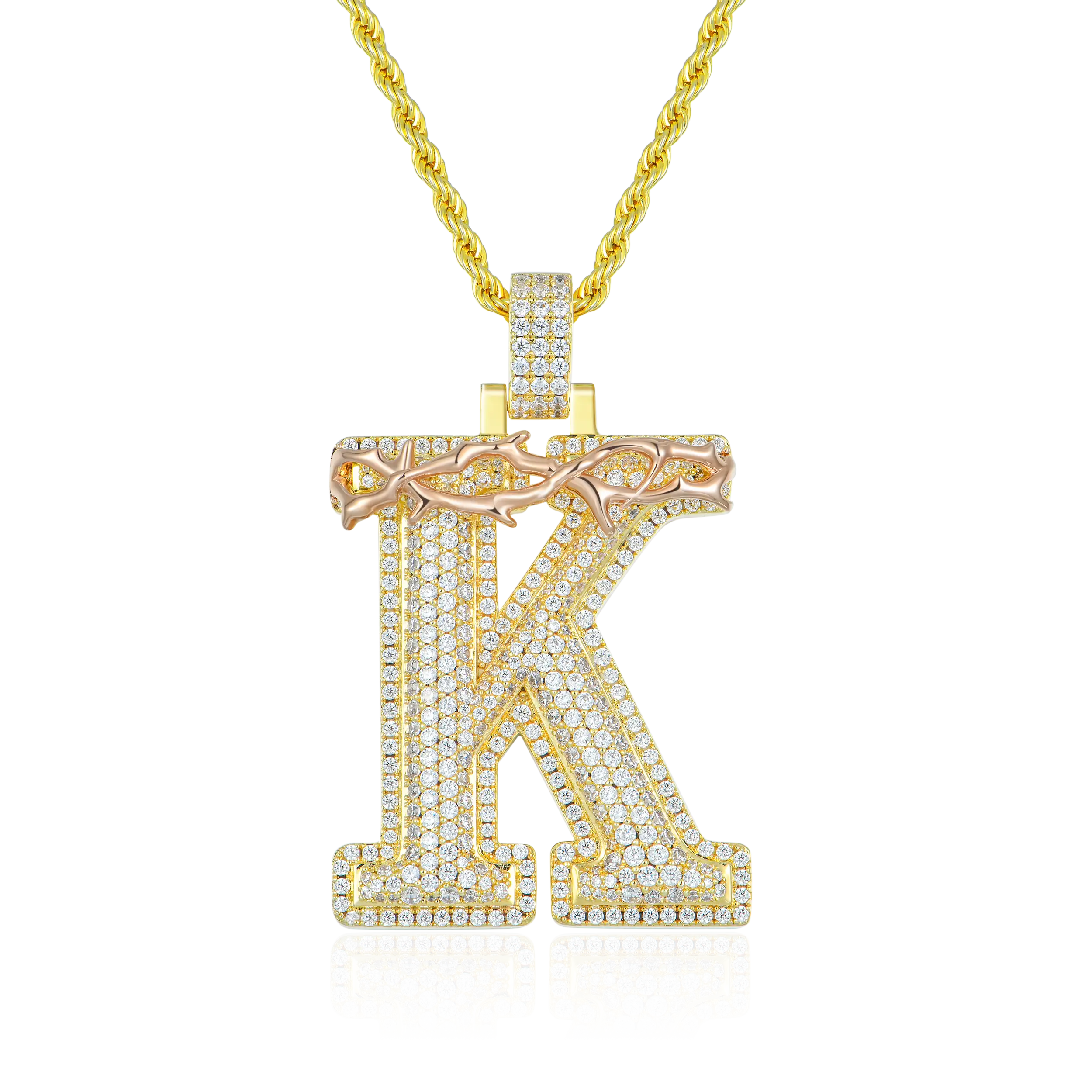 Custom Crown of Thorns Initial Letter Pendant