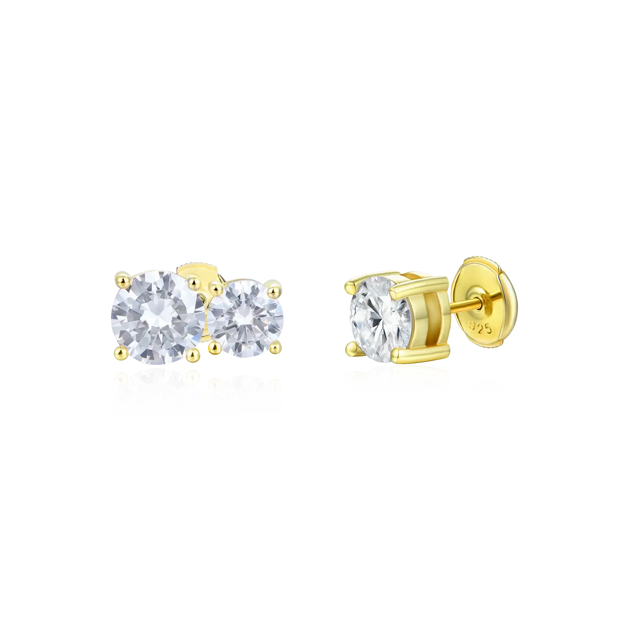 Moissanite S925 Toi et Moi & Round Cut Stud Earring Set