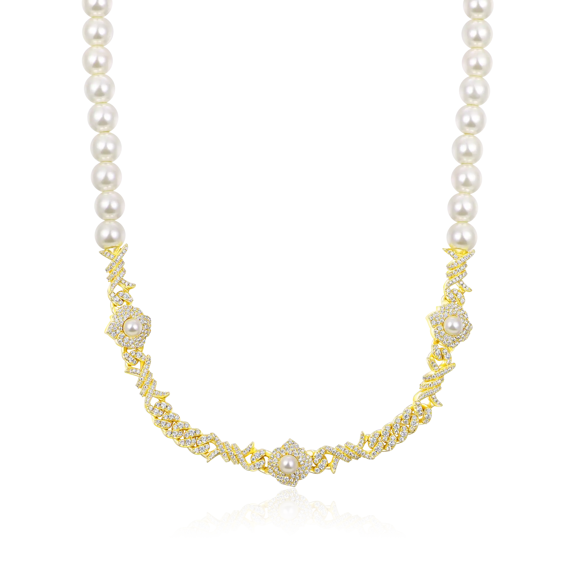 Women's Rose Thorn Pearl Chain - 8mm