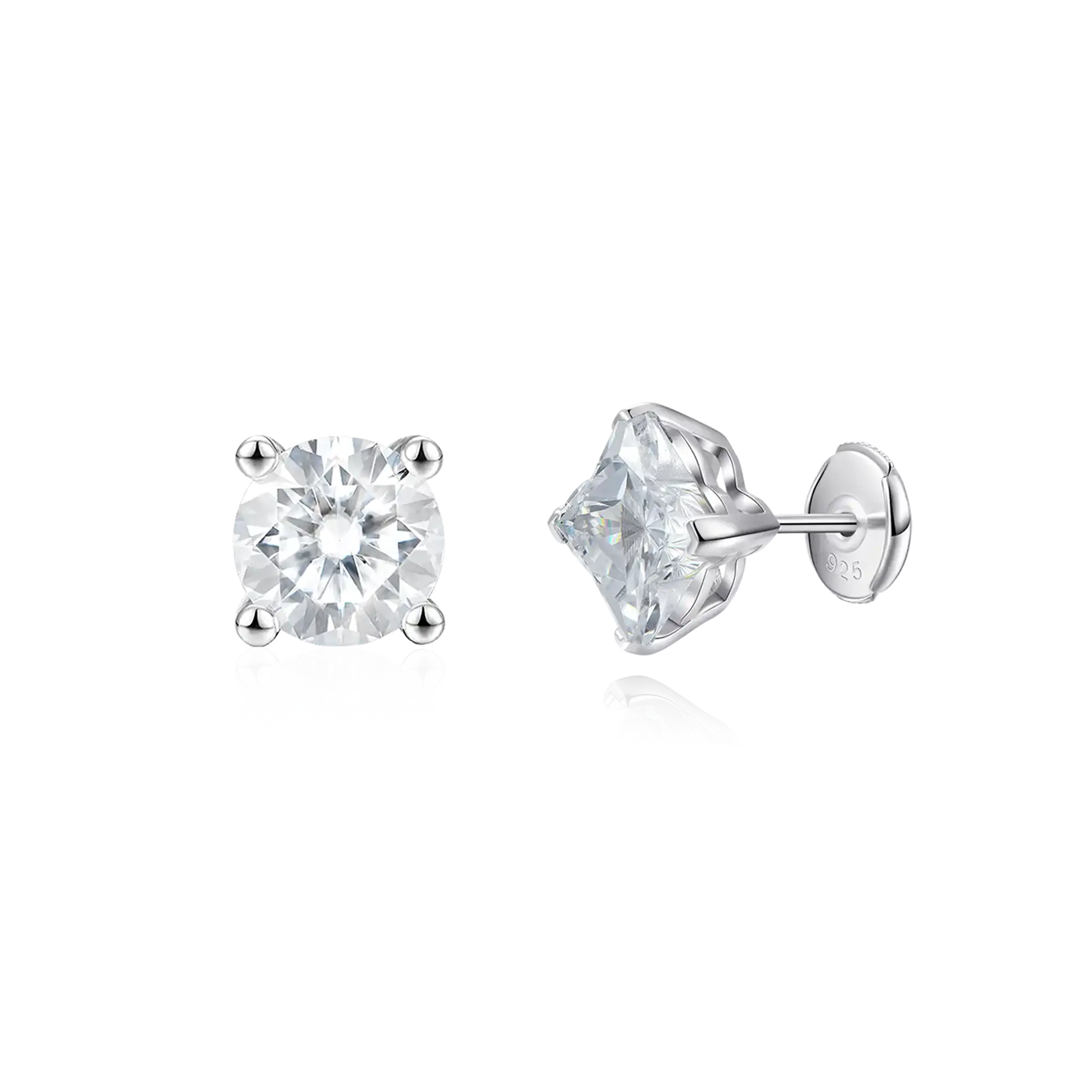 Moissanite Clover & Round Cut Stud Earring Set