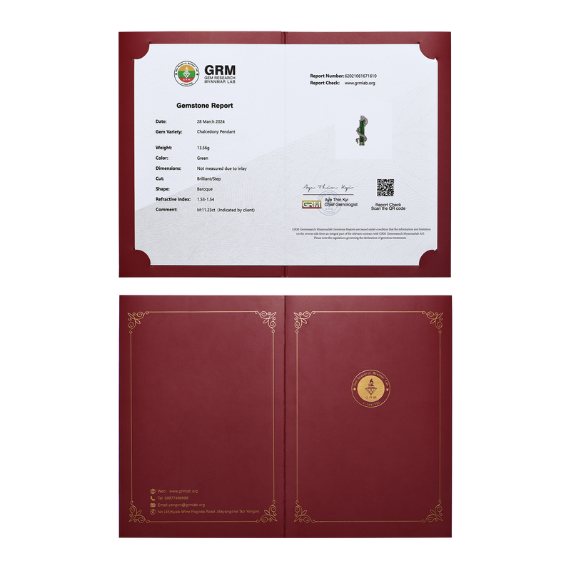 GRM Jade Gemstone Certificate - APORRO