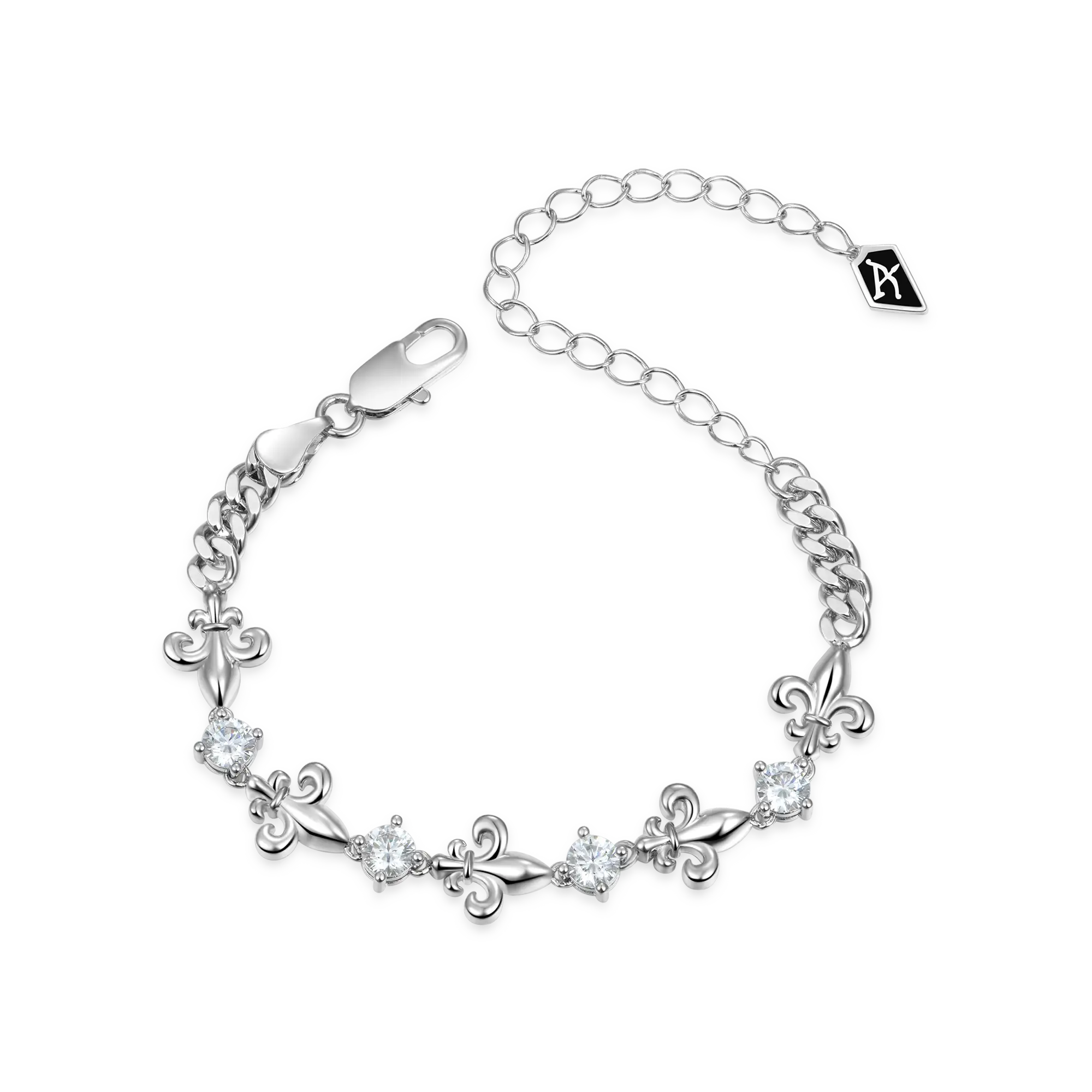 Fleur de lis Adjustable Cuban Bracelet - 4mm [Ship To The US Only 