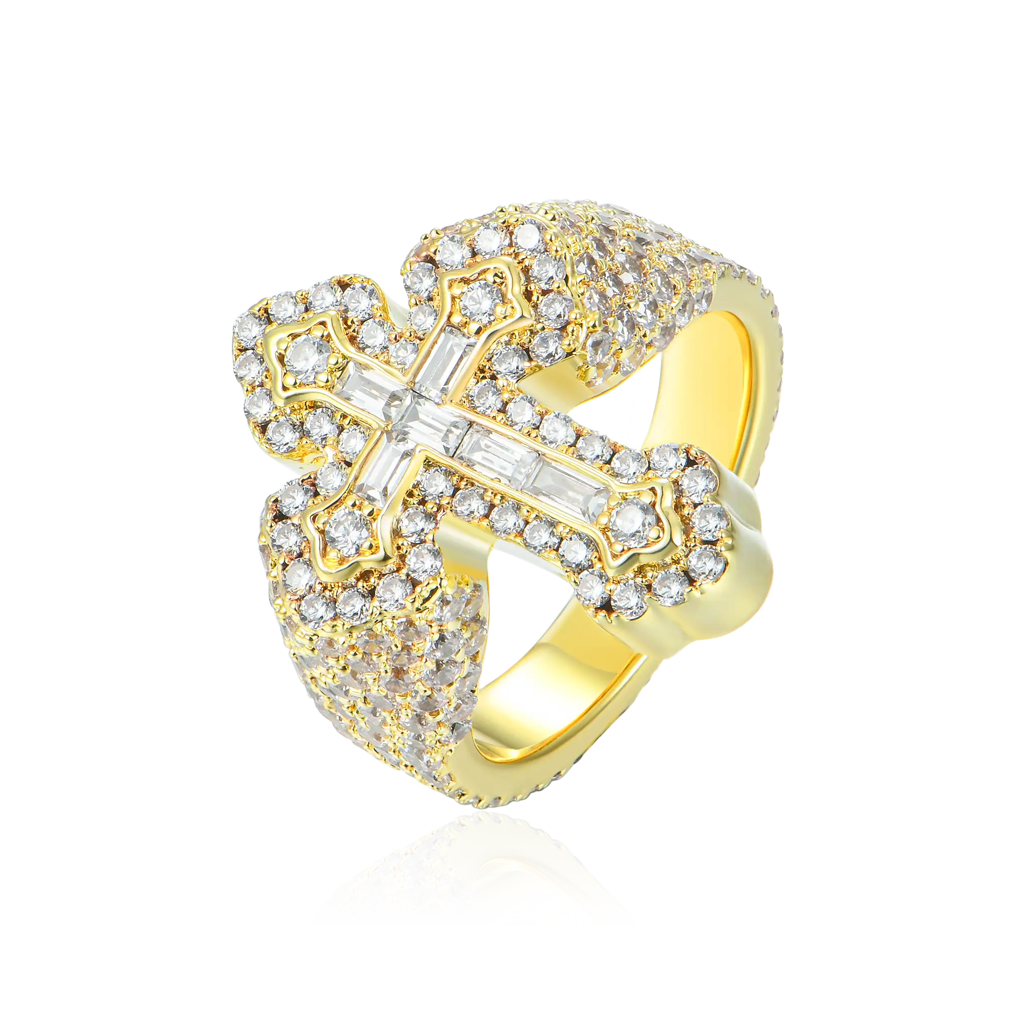 Baguette Iced Cross Ring