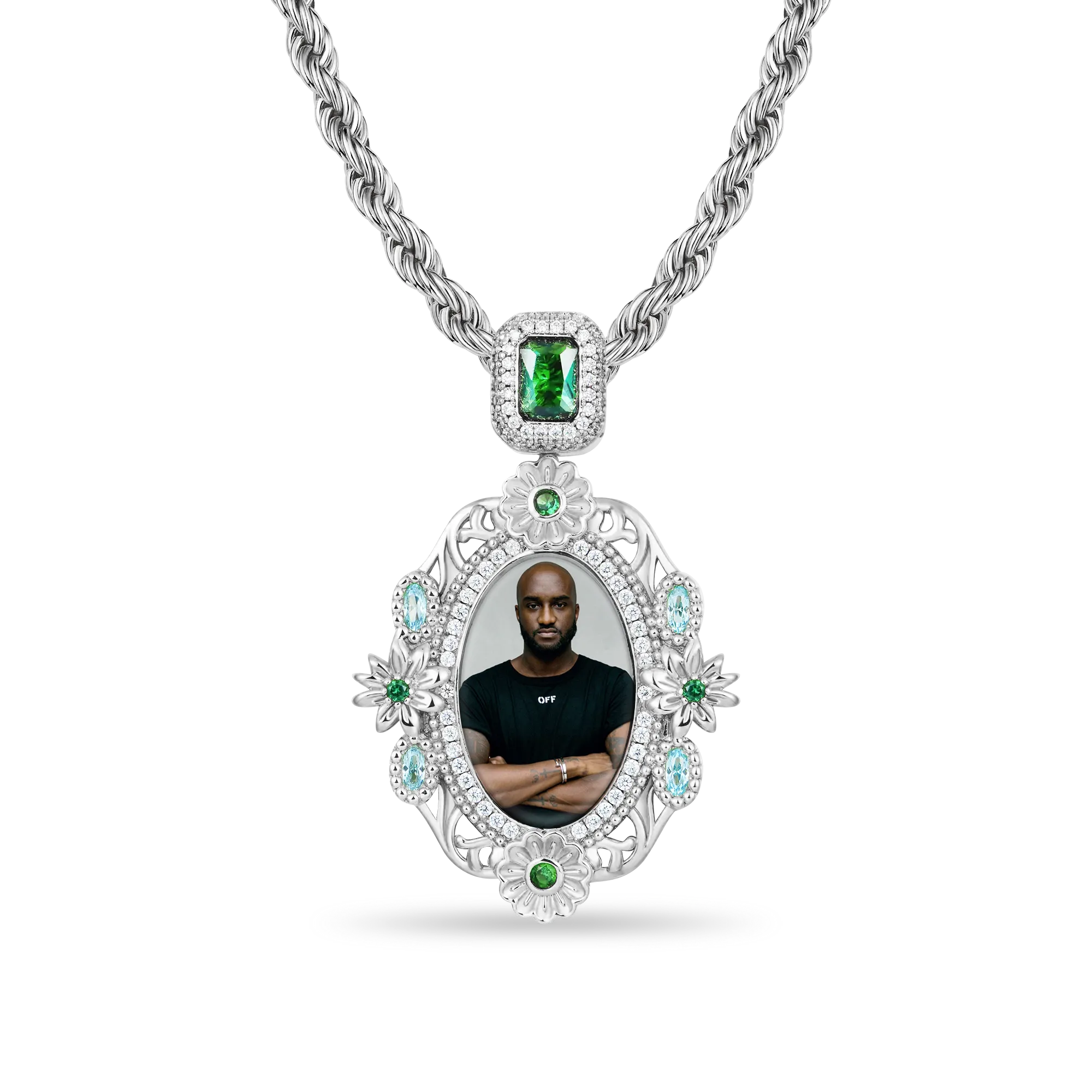 Custom 40MM Daisy Photo Frame Pendant