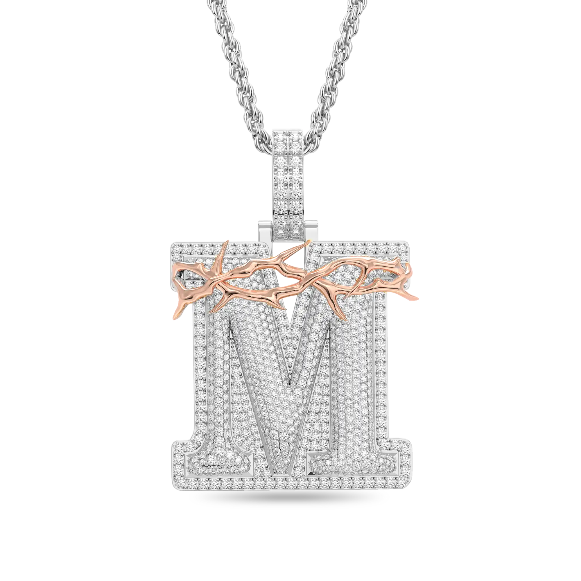 Custom Crown of Thorns Initial Letter Pendant