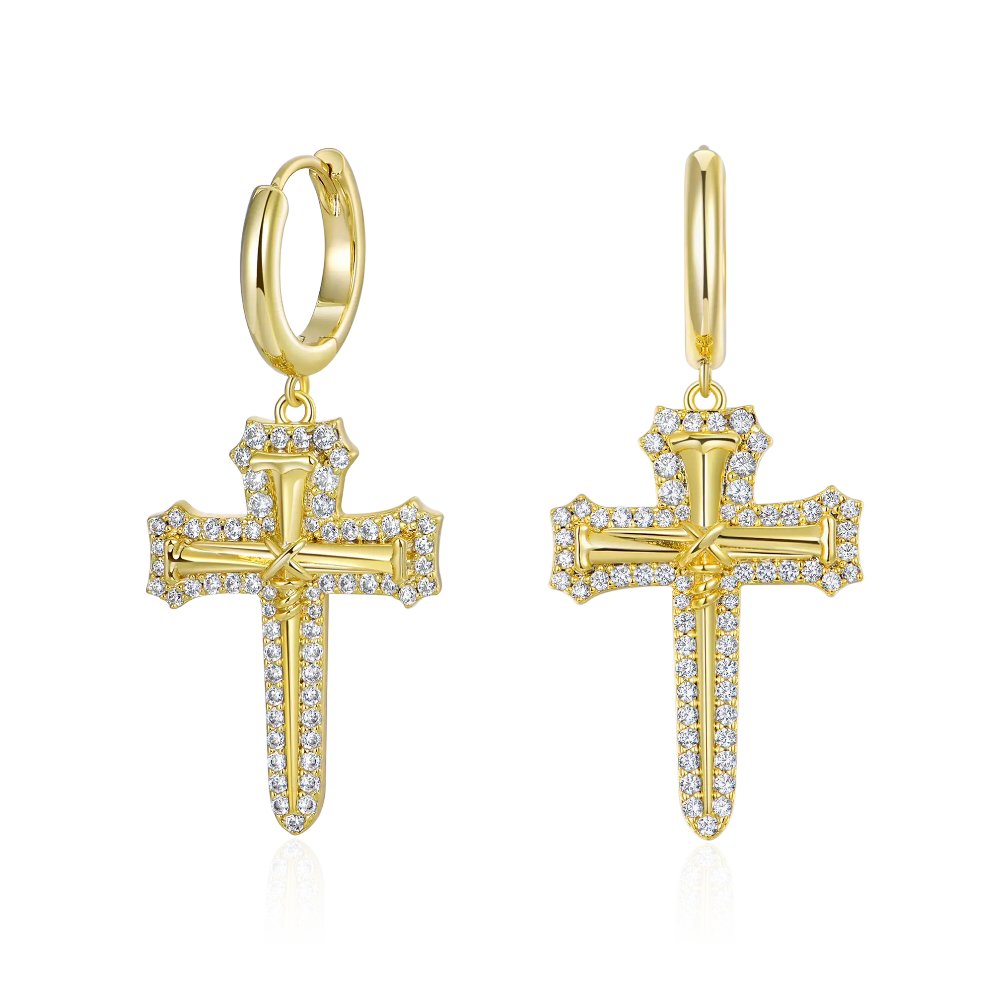 Nail Cross Dangly Earring