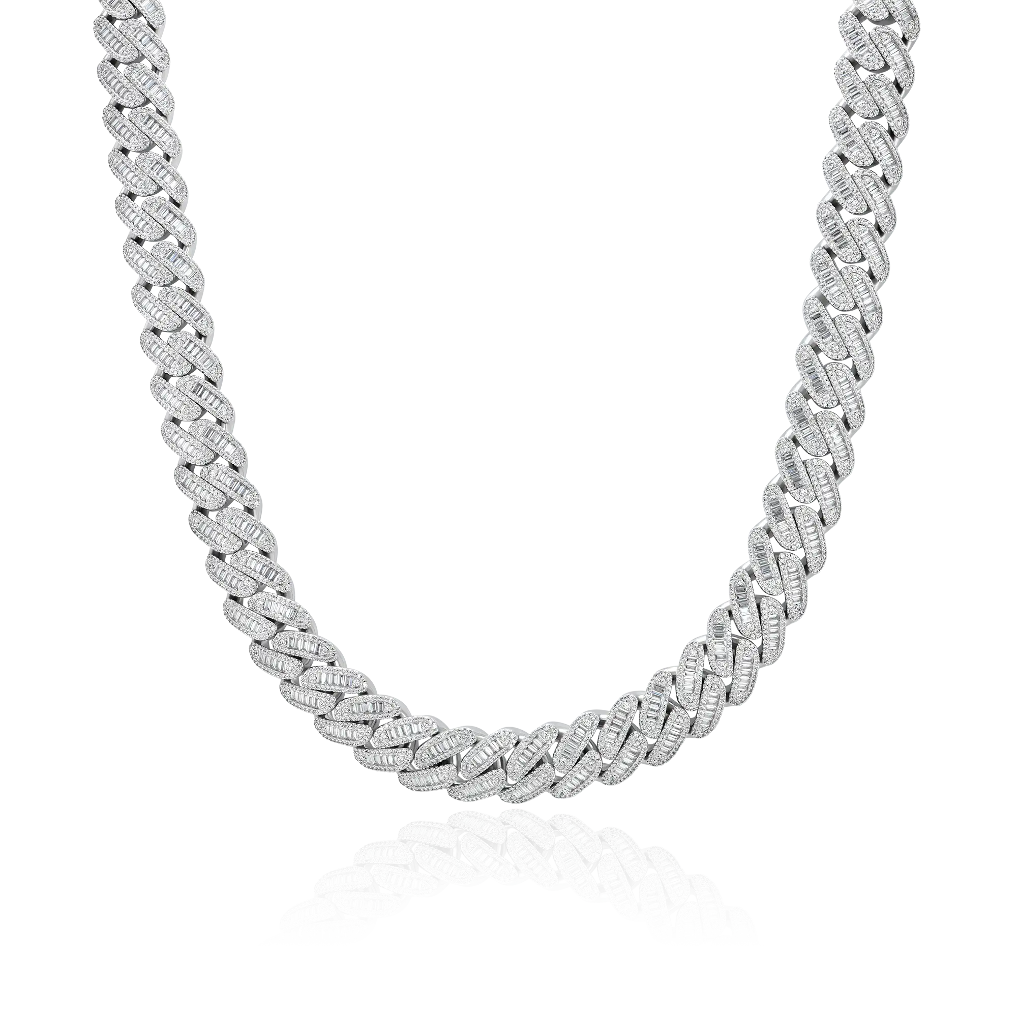 Halo Baguette Cut Cuban Link Chain