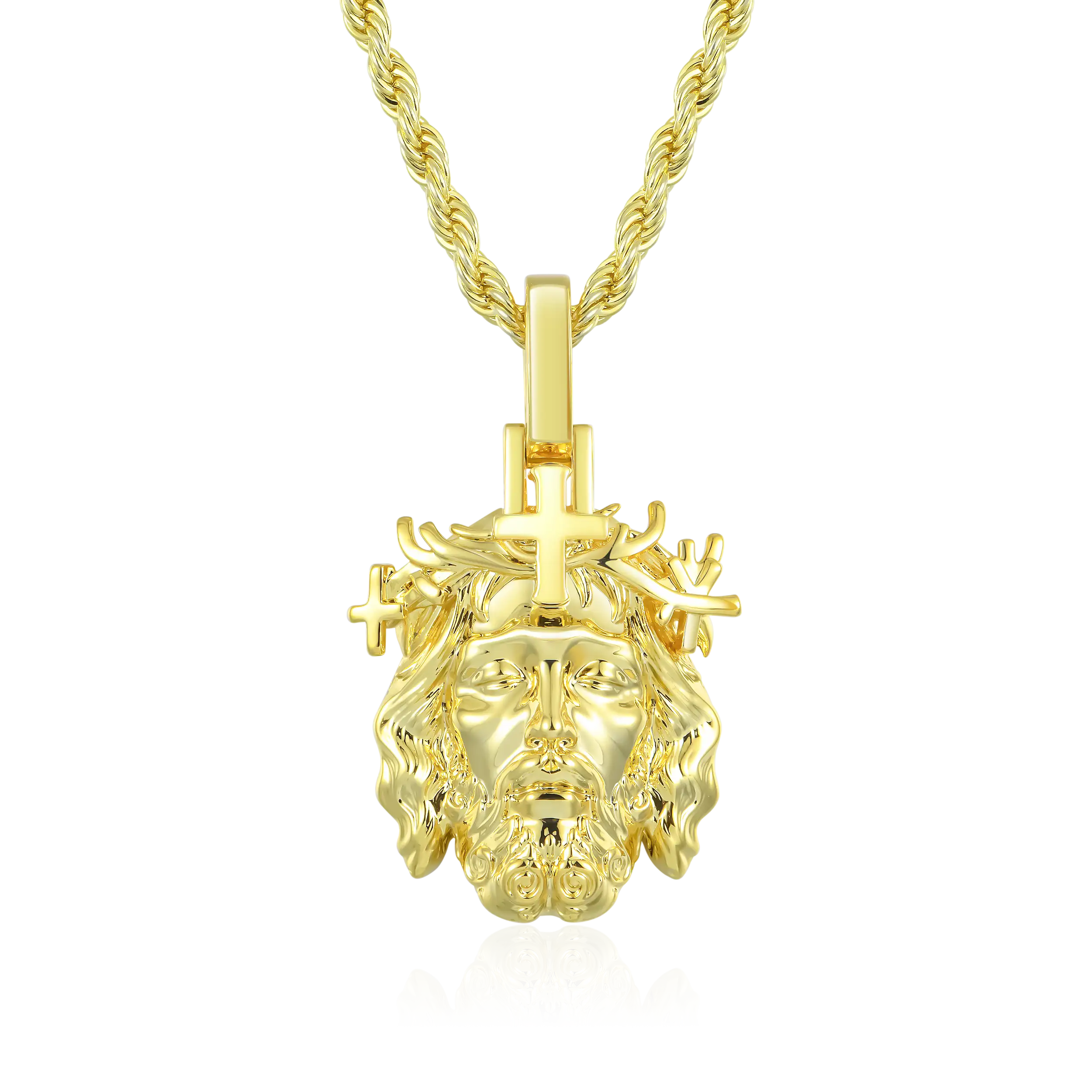 Women's Jesus Piece Plain Gold Pendant - Micro